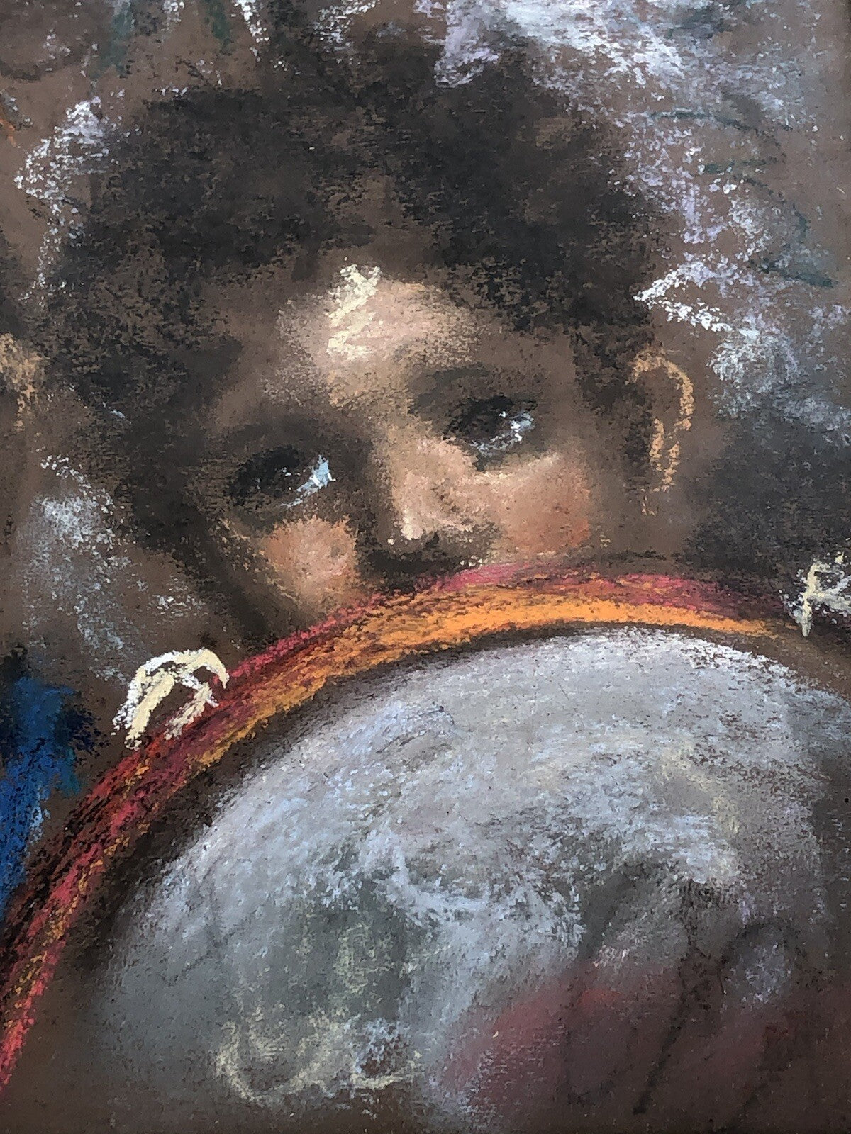 Quadro vintage -Figure Scugnizzi- realizzato a pastello su tavoletta