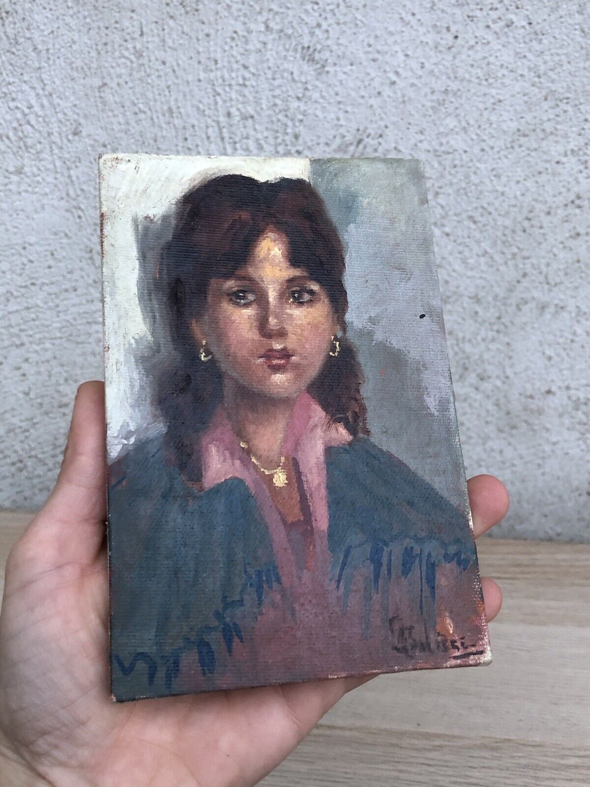 Quadro vintage -Figura Donna- dipinto a olio su cartoncino telato