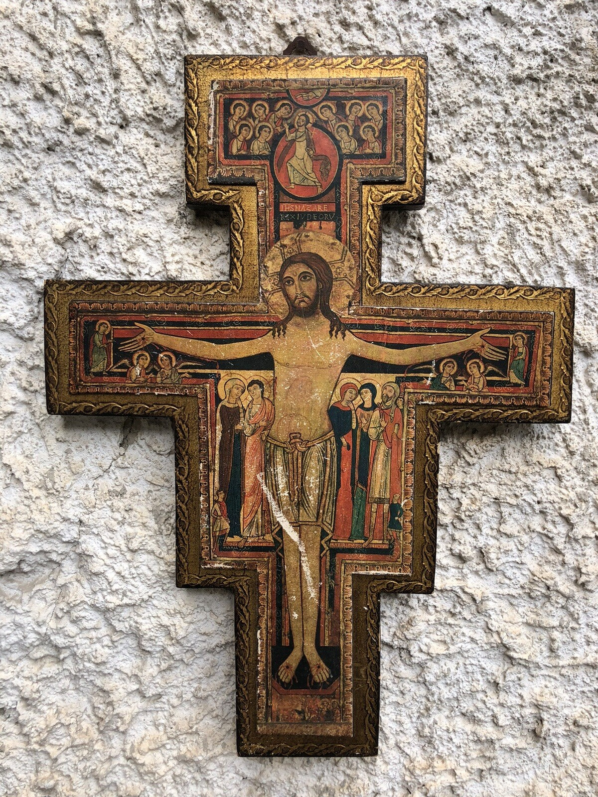 Croce Crocifisso Vintage In Legno Stile Fiorentino