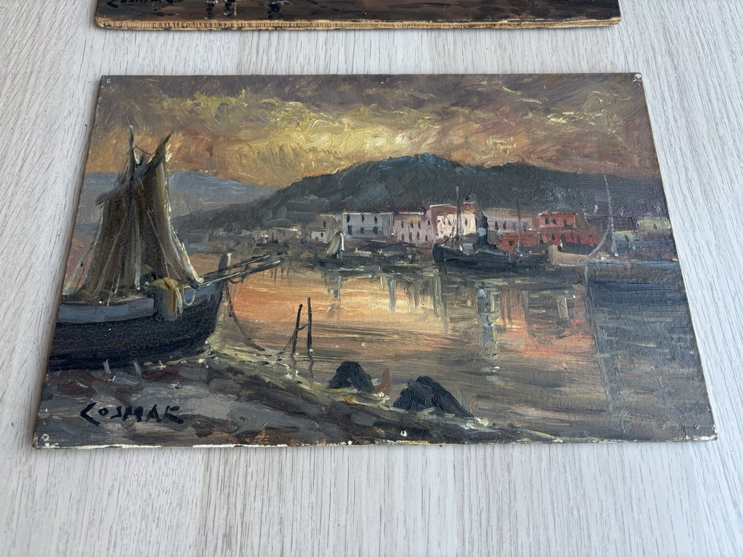 Coppia quadri -Marine Al Tramonto- Jan Cosmak  dipinti a olio