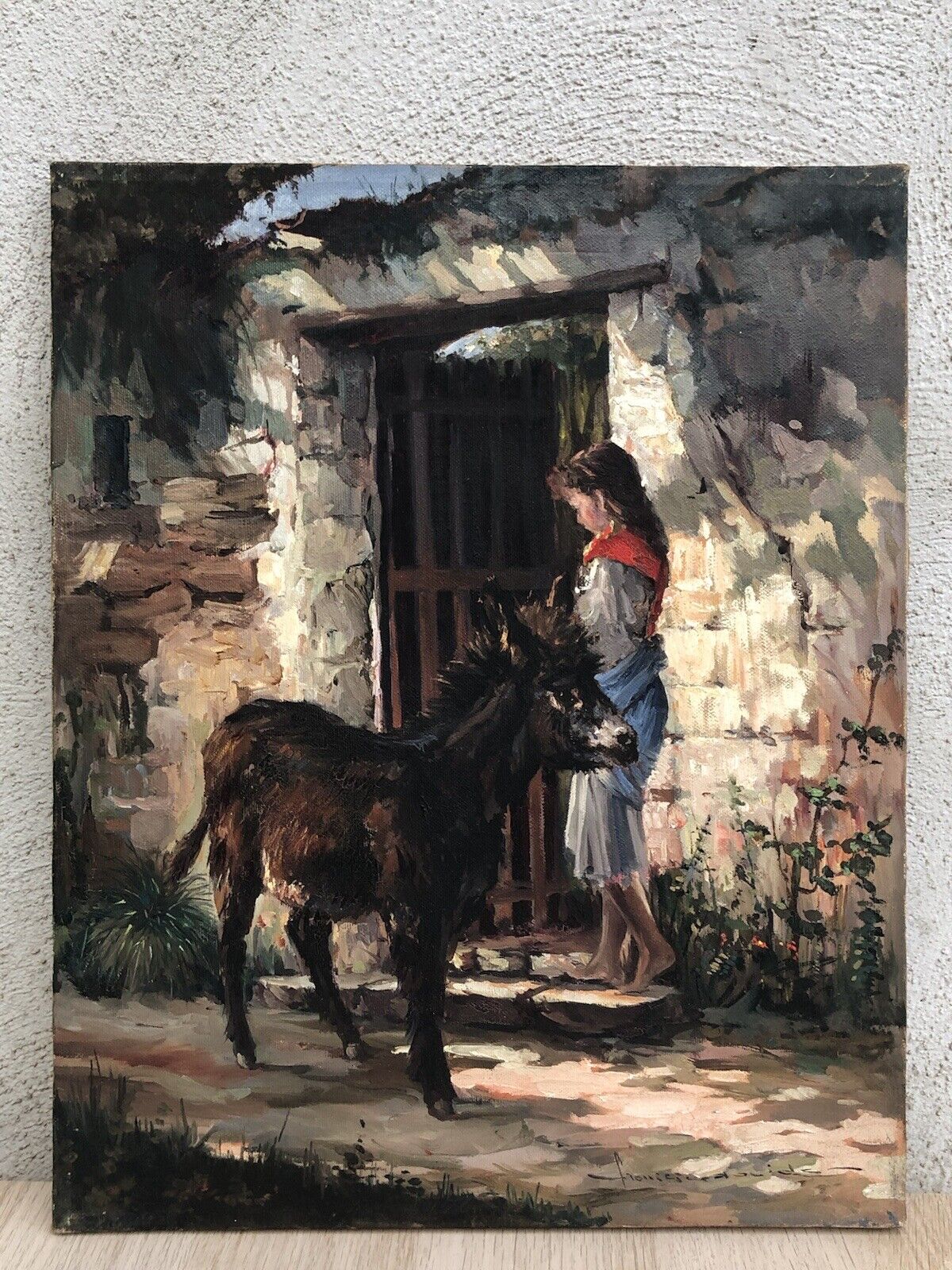Quadro vintage -Asinello- dipinto a olio su tela