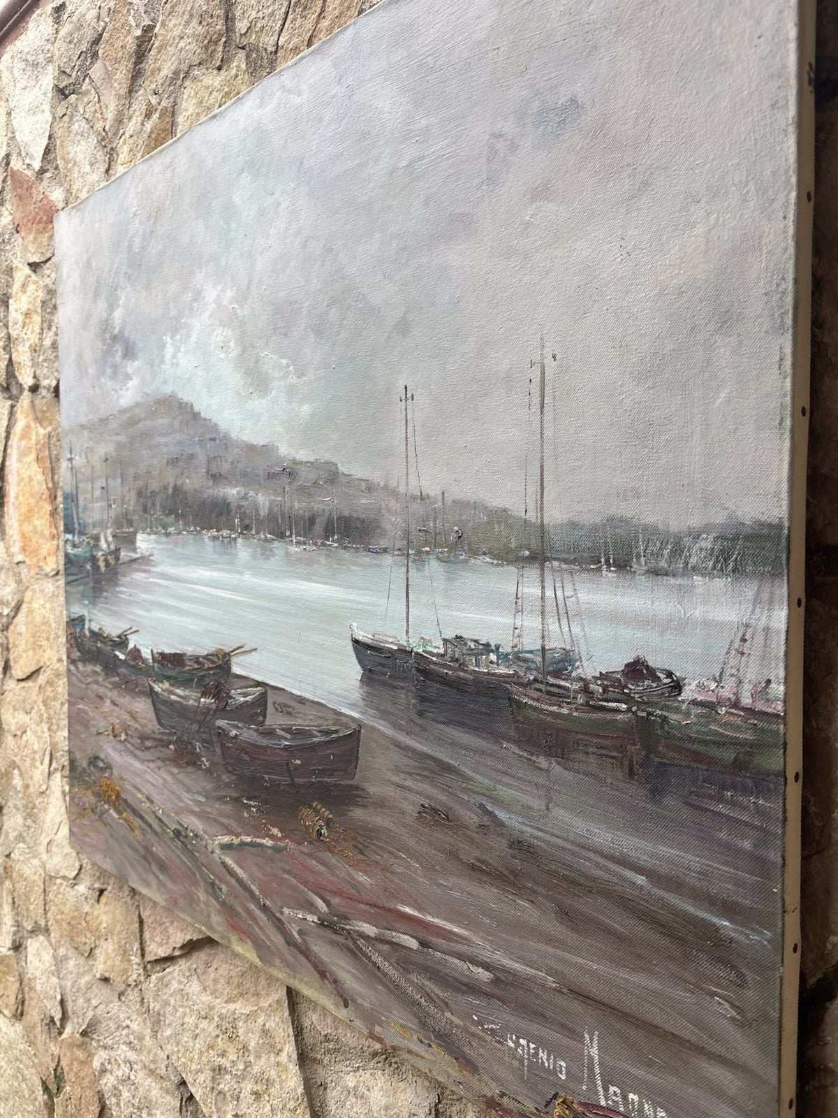 Quadro -Marina Di Mergellina- Eugenio Magno- dipinto a olio su tela