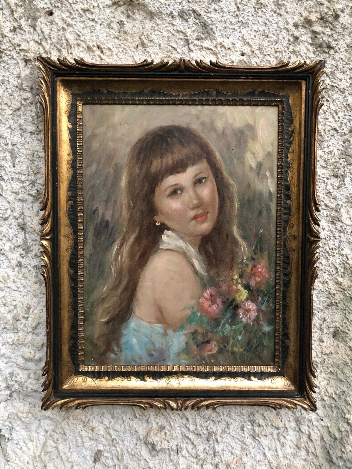 Quadro vintage -Fanciulla- dipinto a olio su tavoletta