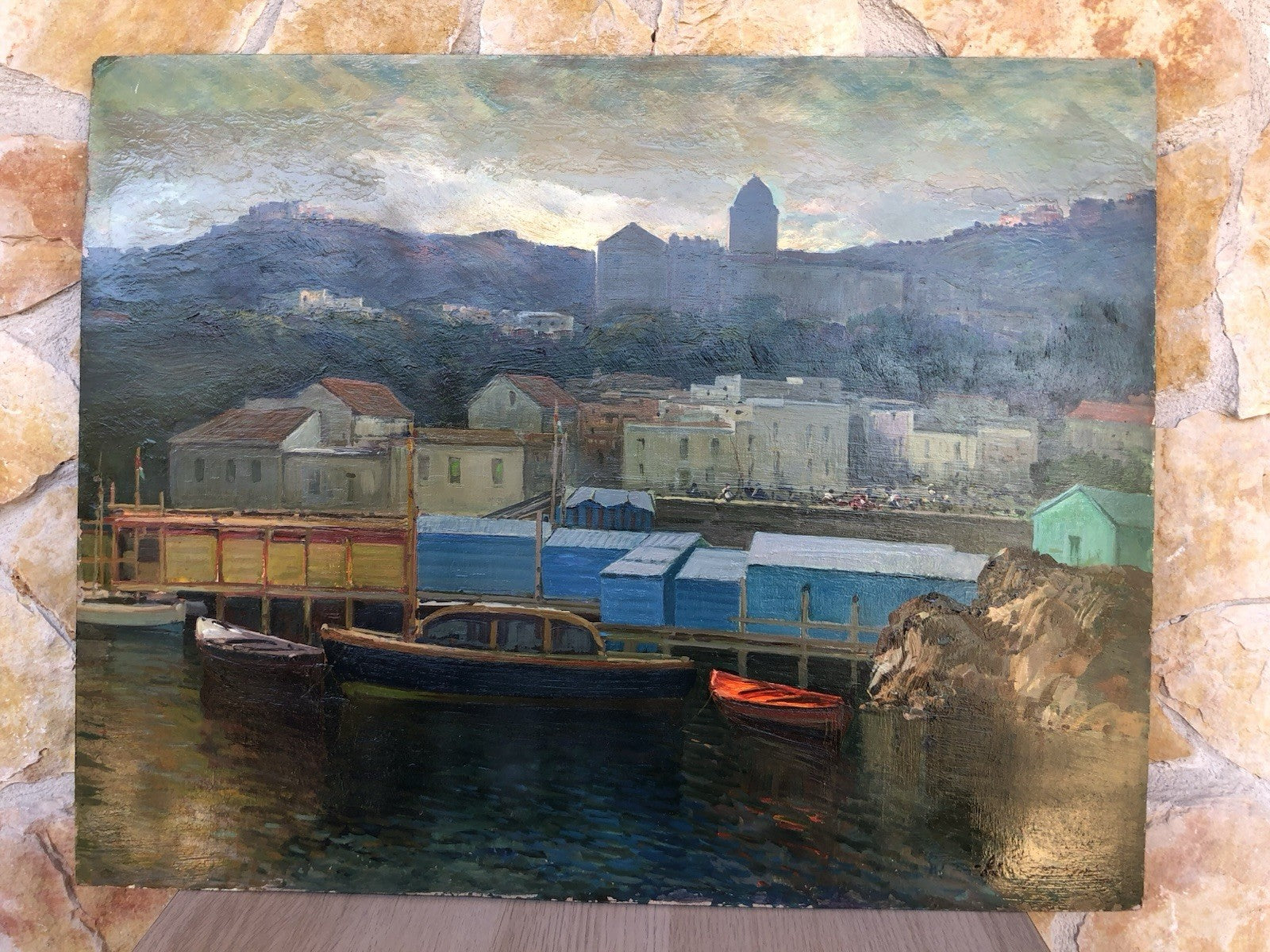 Quadro -Porto Con Barche- Edoardo Pizzirani dipinto a olio