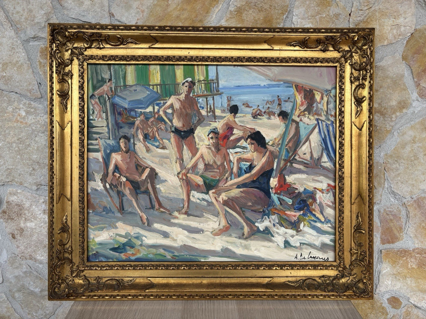 Quadro -Bagnanti- Armando De Lauzieres dipinto a olio