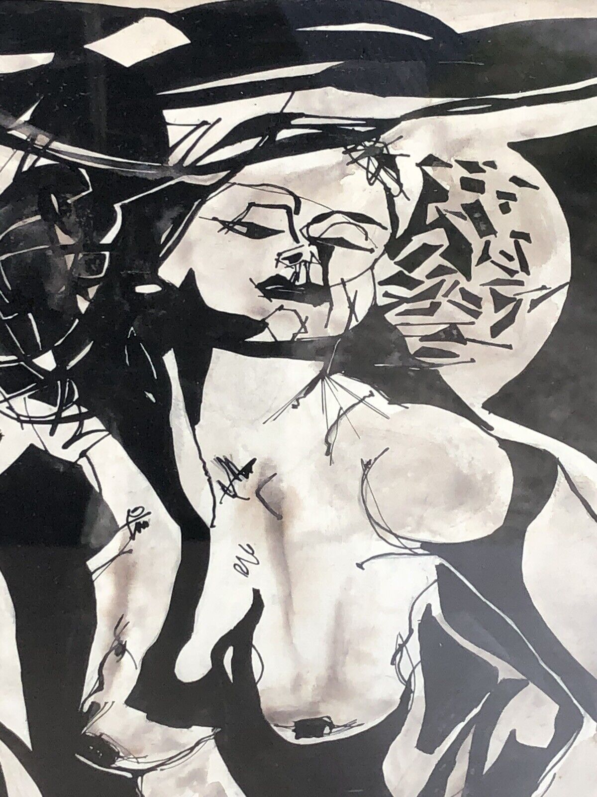 Quadro antico -Nudo- tecnica mista su carta