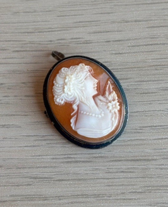 Spilla Ciondolo Cammeo In Argento 925