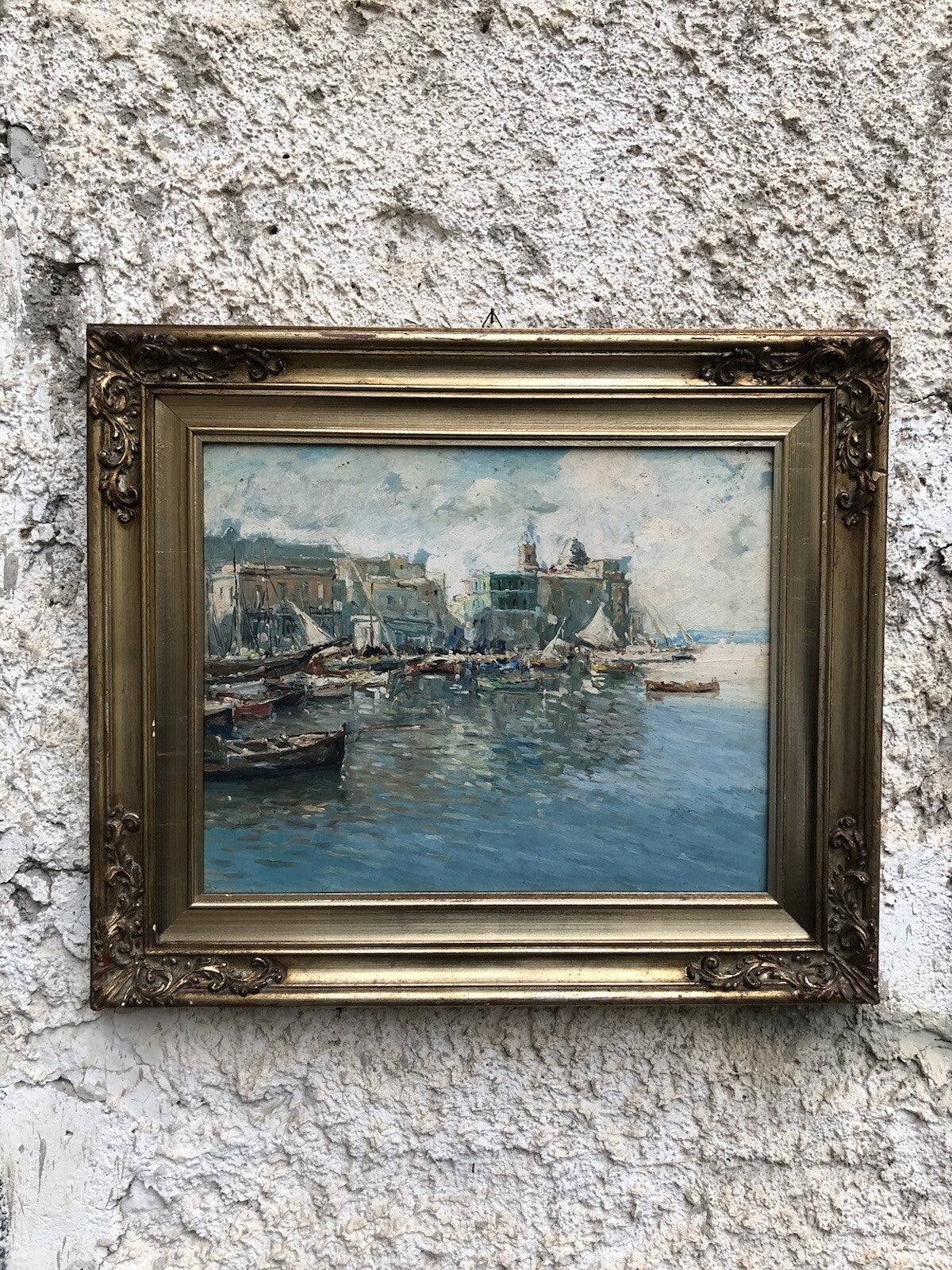 Quadro vintage -Porto Di Pozzuoli- dipinto a olio