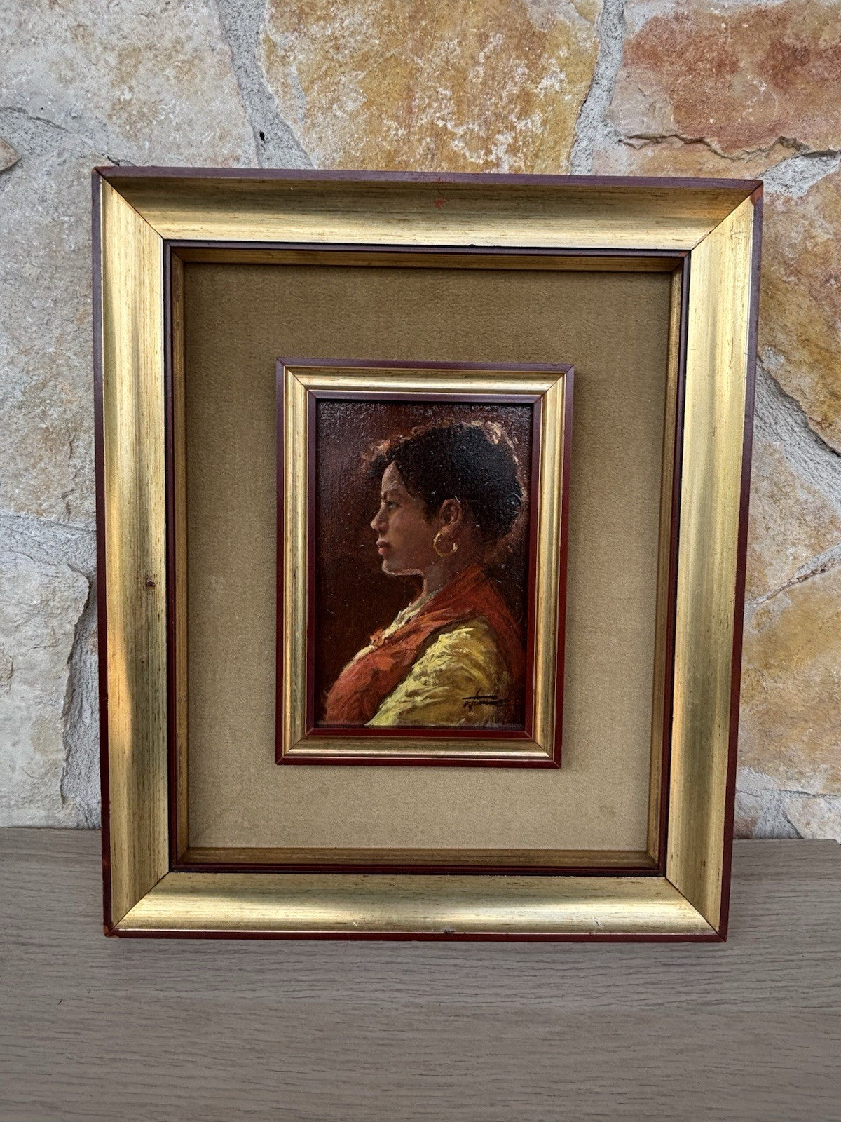 Quadro -Profilo Di Donna- Francesco Tammaro dipinto a olio su tavoletta