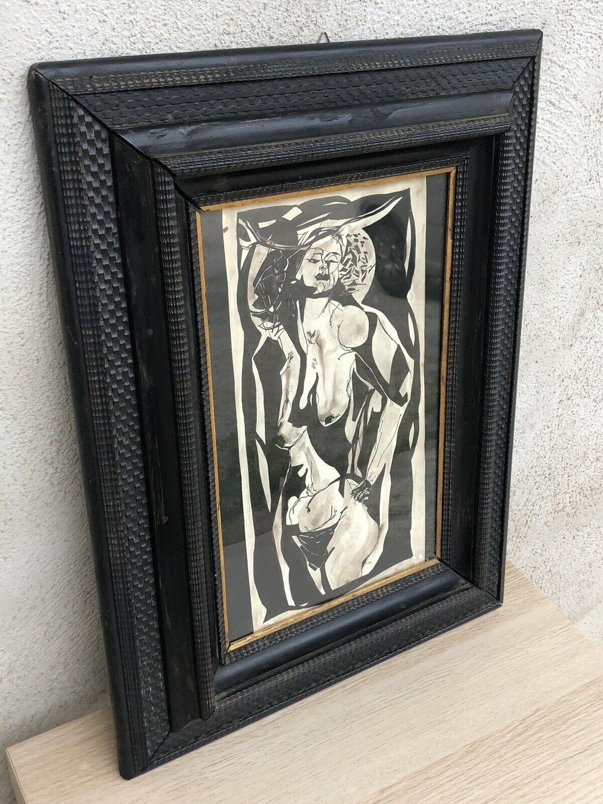 Quadro antico -Nudo- tecnica mista su carta