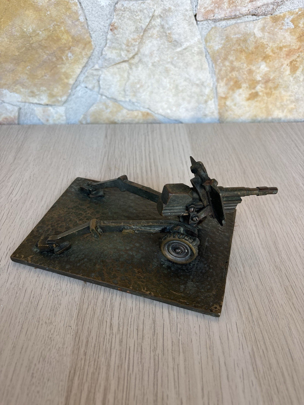 Scultura Vintage Cannone In Bronzo