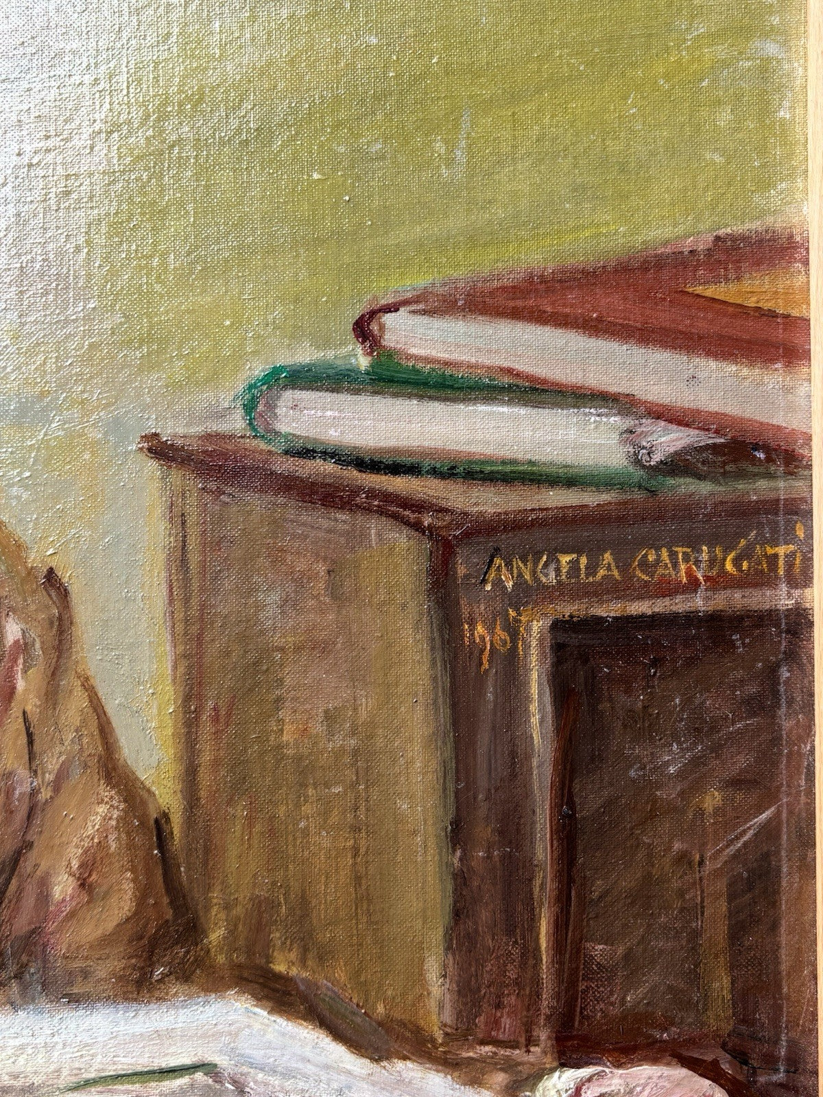 Quadro -Giovane In Lettura- Angela Carugati- dipinto a olio
