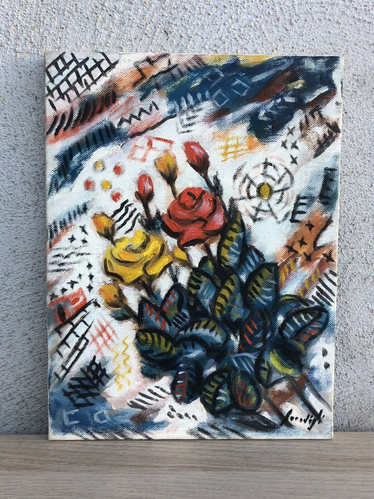 Quadro vintage -Fiori- dipinto a olio su tela
