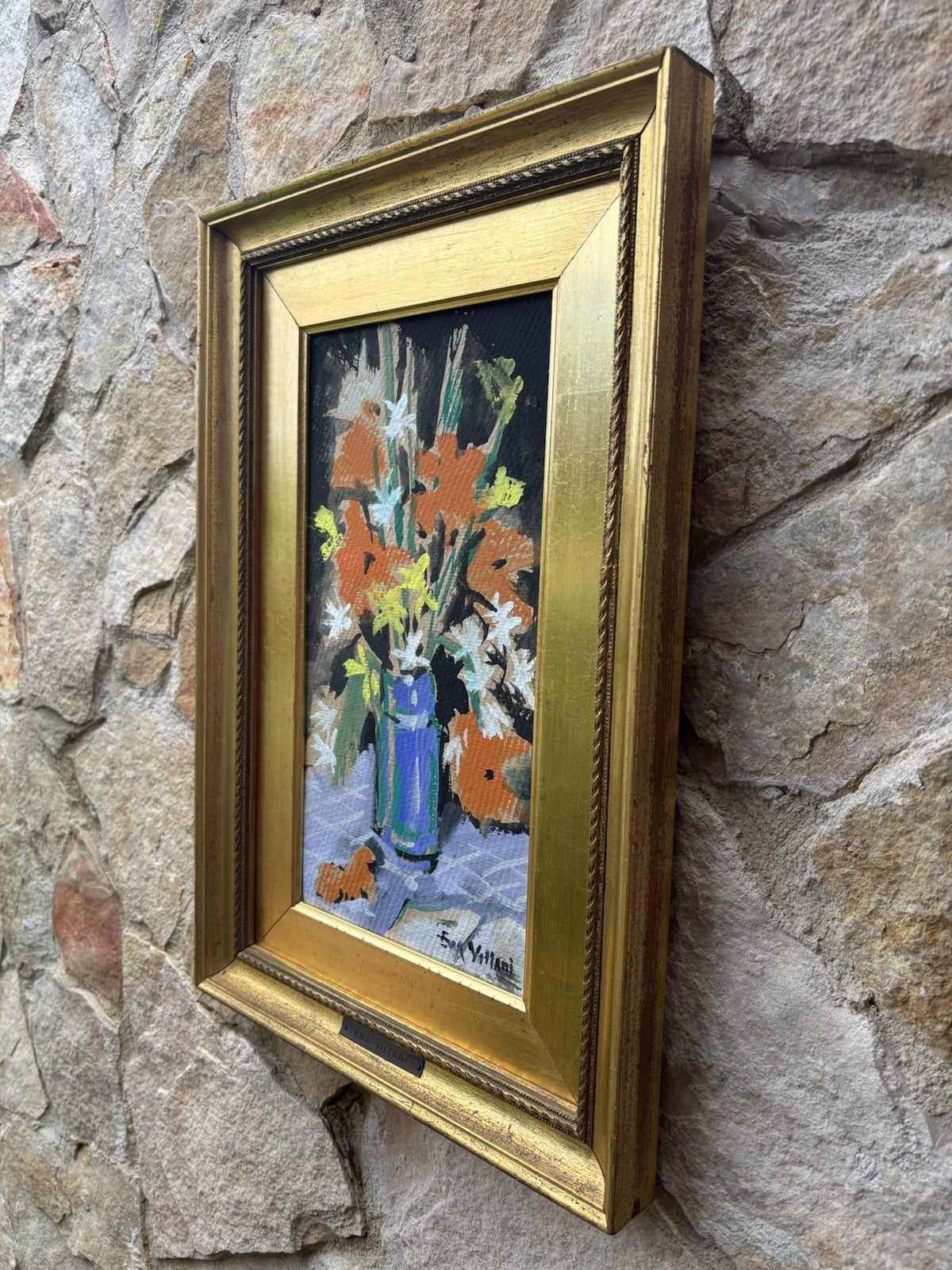 Quadro -Vaso Con Fiori- Ena Villani dipinto a tempera su cartoncino