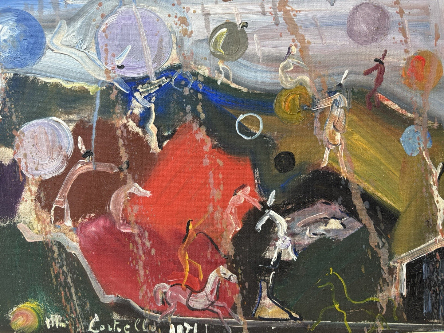Quadro -Fantasie Di Pulcinella- Mario Cortiello- dipinto a olio su tela