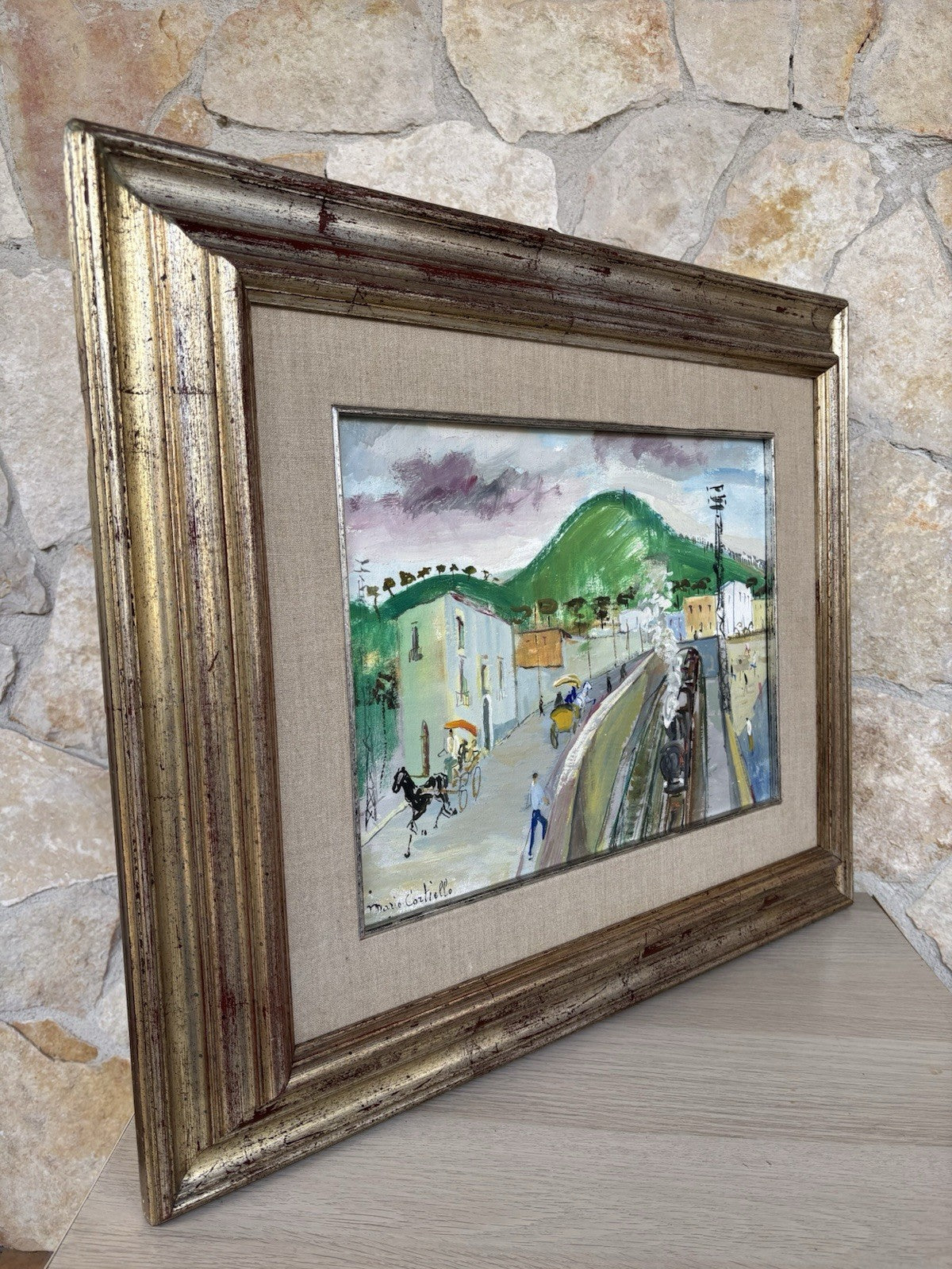 Quadro -Stazione Con Treno- Mario Cortiello dipinto a olio