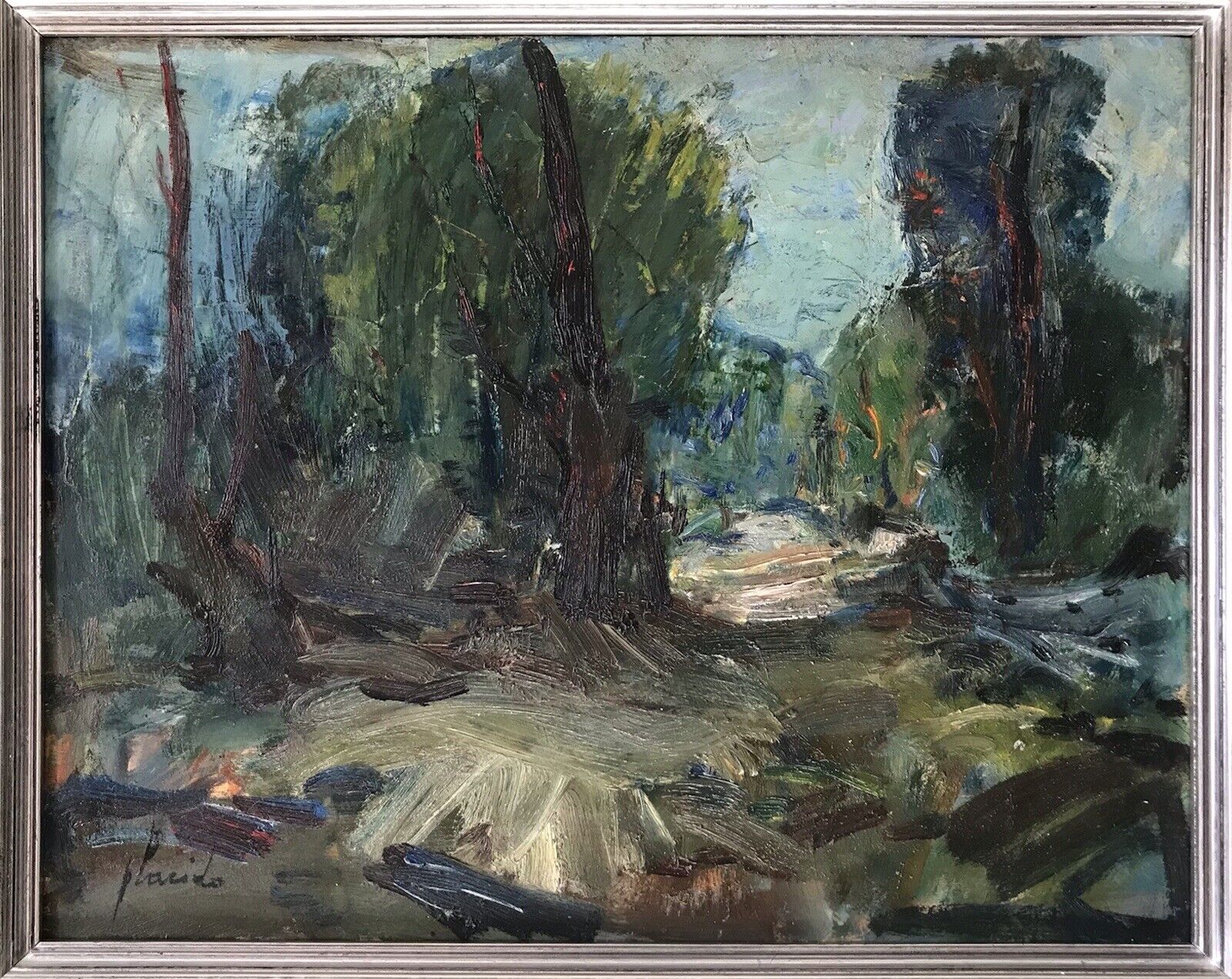 QUADRO ERRICO PLACIDO - PAESAGGIO-DIPINTO A OLIO SU TAVOLA