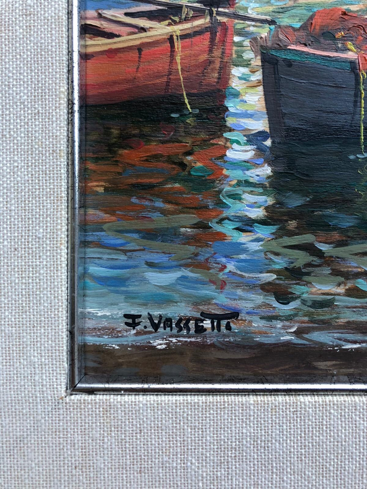 Quadro vintage -Marina Di Napoli- dipinto a olio su tavola