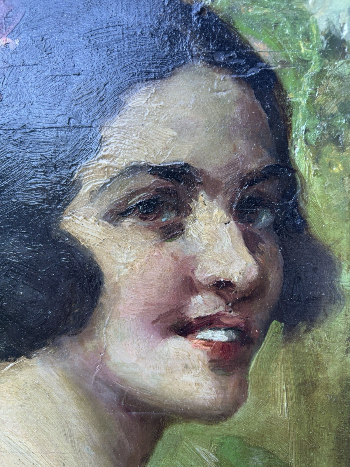 Quadro -Figura Di Donna- dipinto a olio su tavoletta