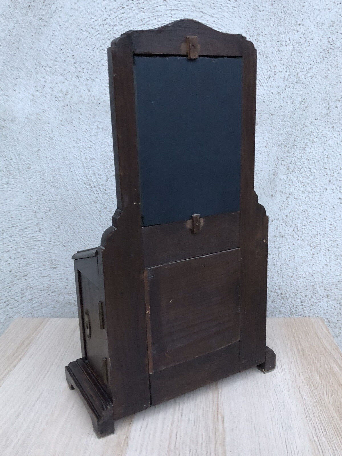 Specchiera in legno vintage con dipinto su cartoncino