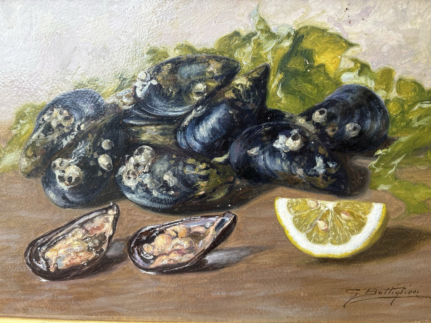 Quadro -Cozze- Gennaro Bottiglieri- dipinto a olio