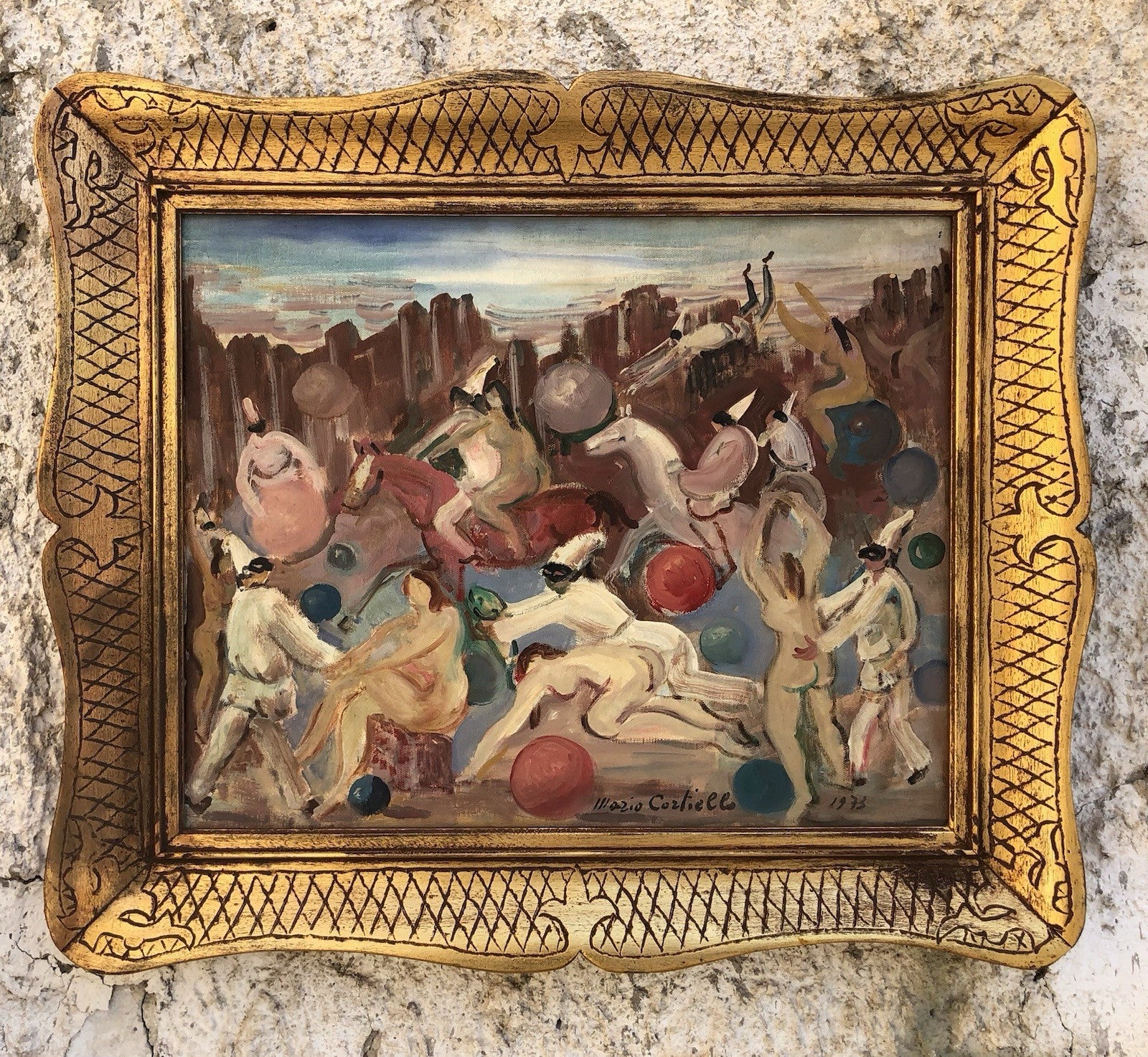 Quadro -Pulcinella- Mario Cortiello dipinto a olio su tela