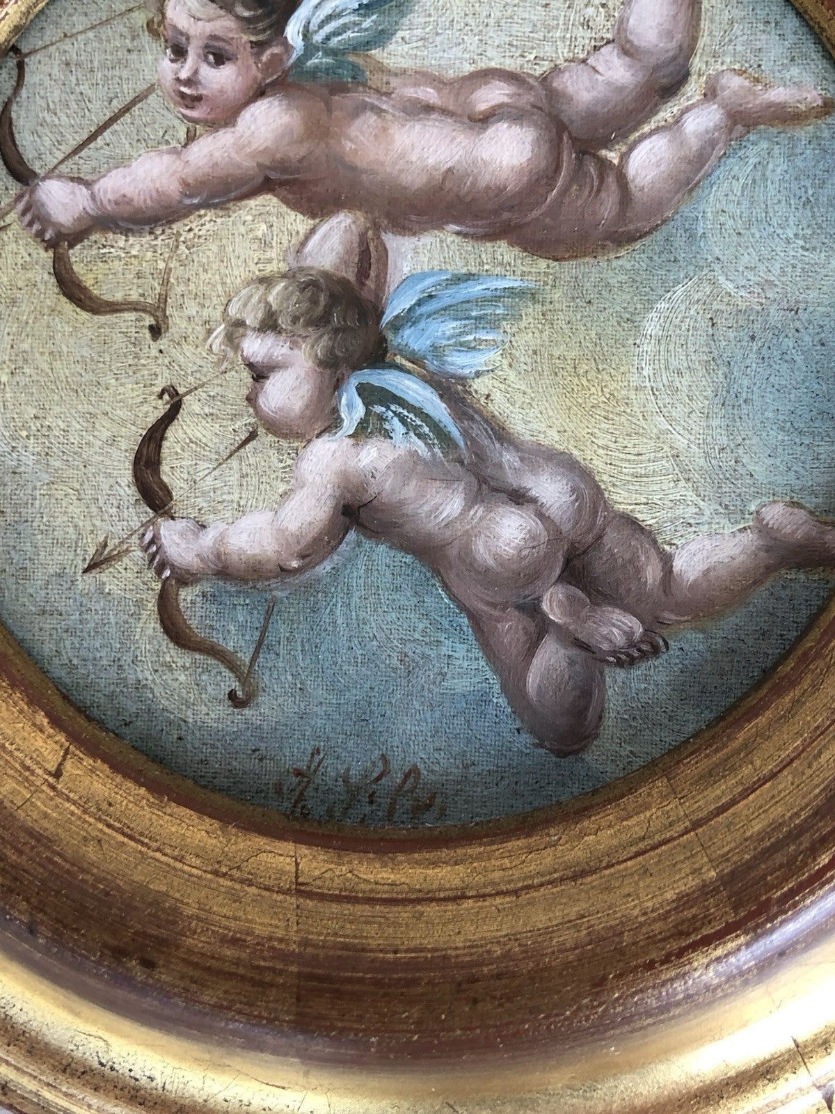 Coppia Di Quadri Vintage, Puttini, Dipinti A Olio