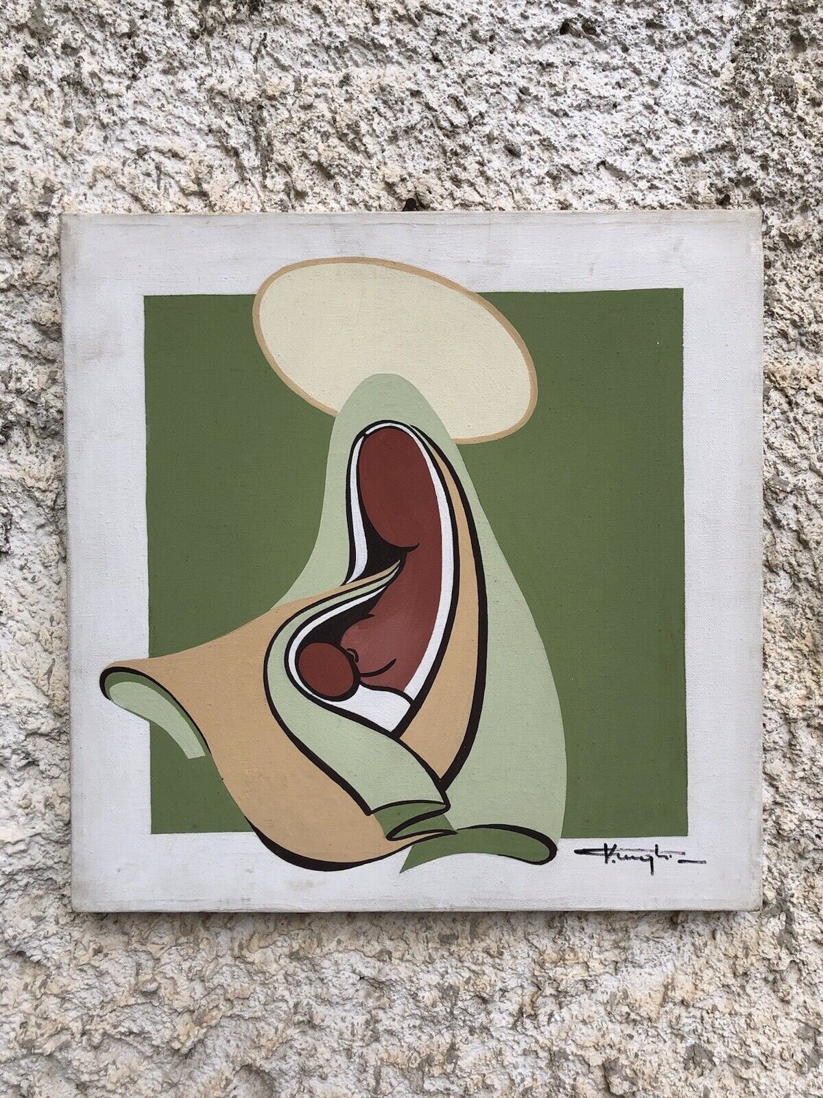 Quadro vintage -Immagine Sacra- dipinto ad acrilico su tela