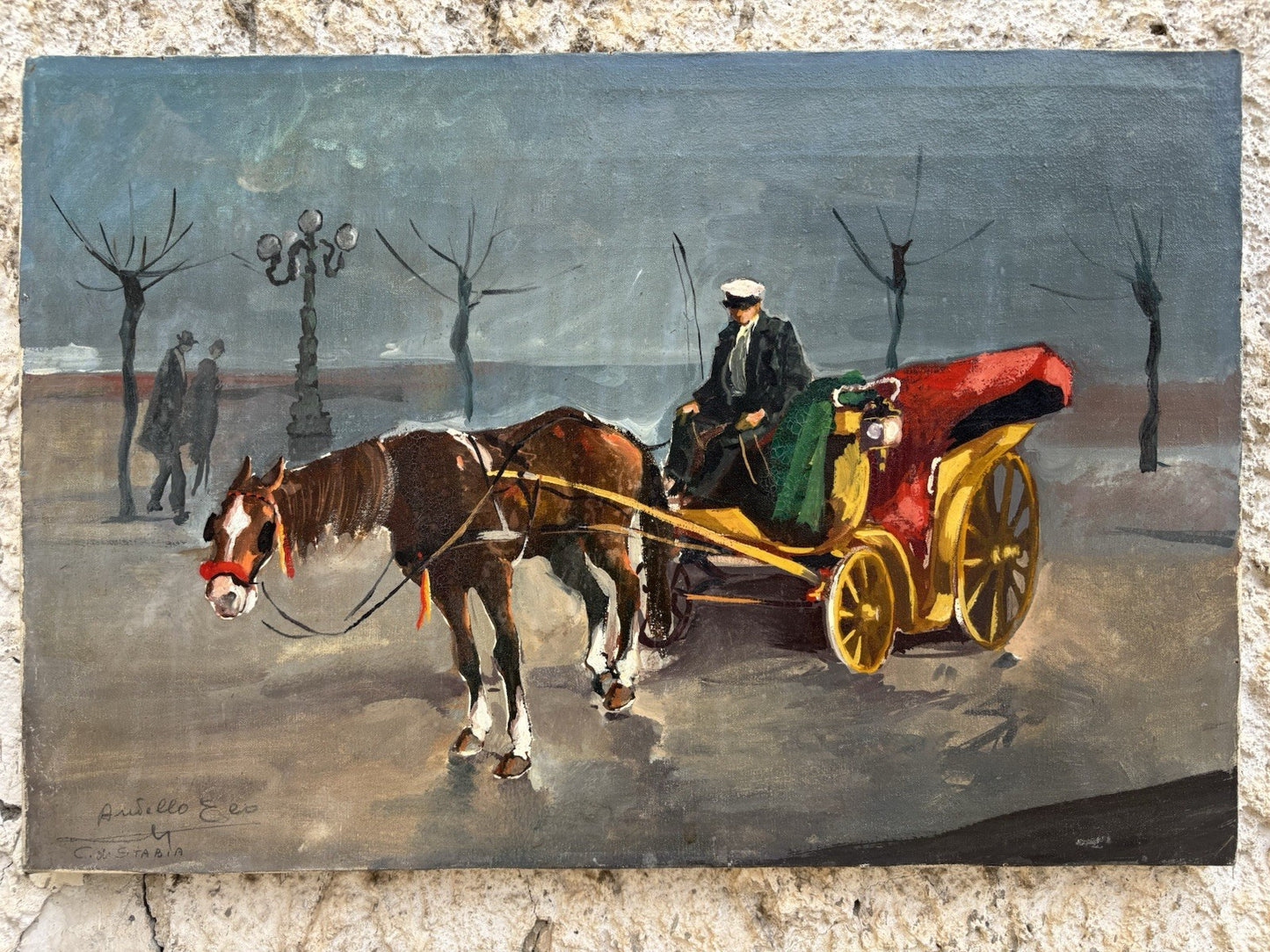 Quadro -Carrozzella Di Paese- Aniello Eco dipinto a olio su tela