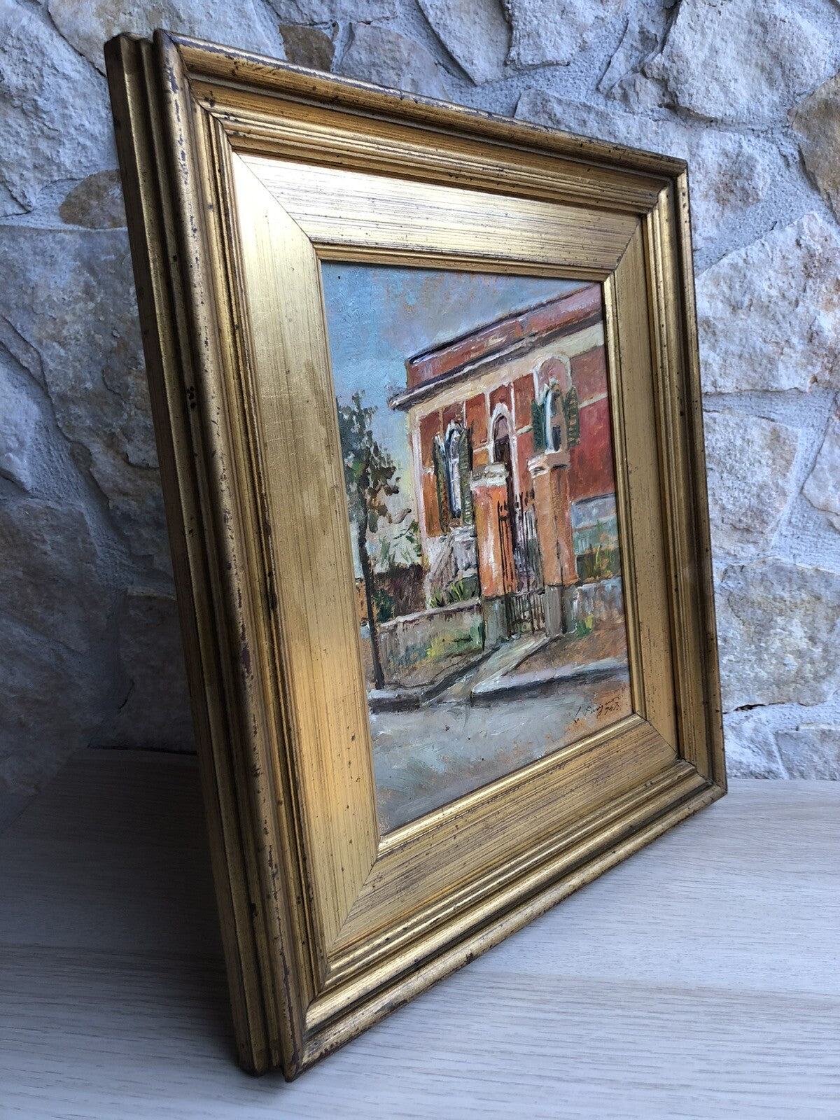 Quadro -Villa- dipinto a olio su cartoncino