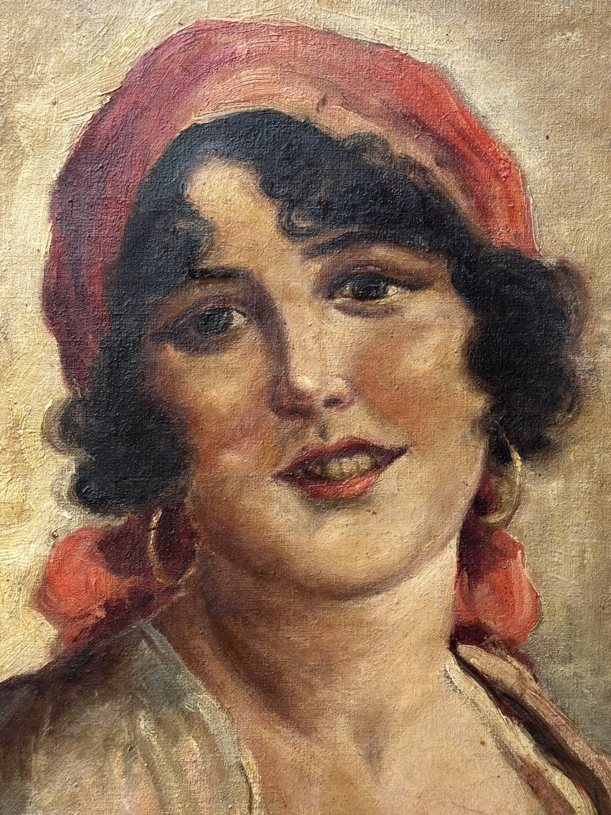 Quadro antico -Figura Di Donna- dipinto a olio su tela