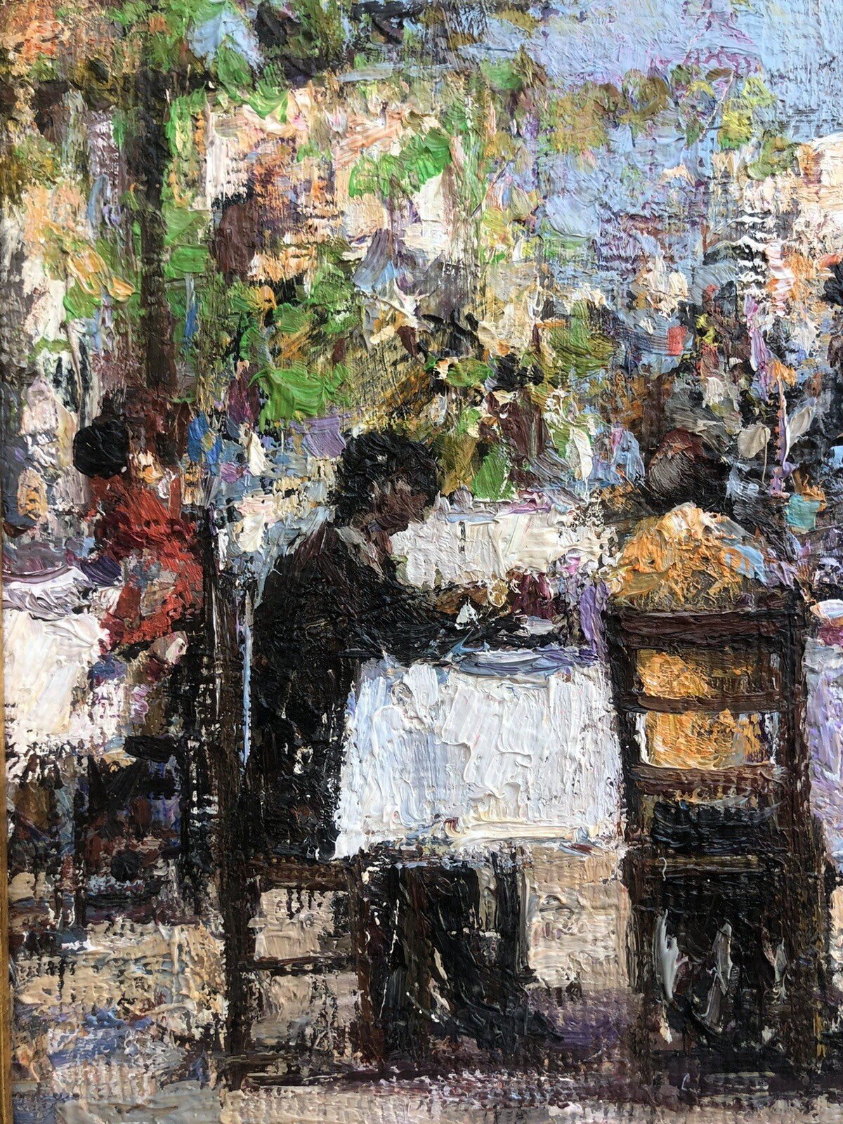 Quadro vintage -Figure Al Tavolo- dipinto a olio su tela