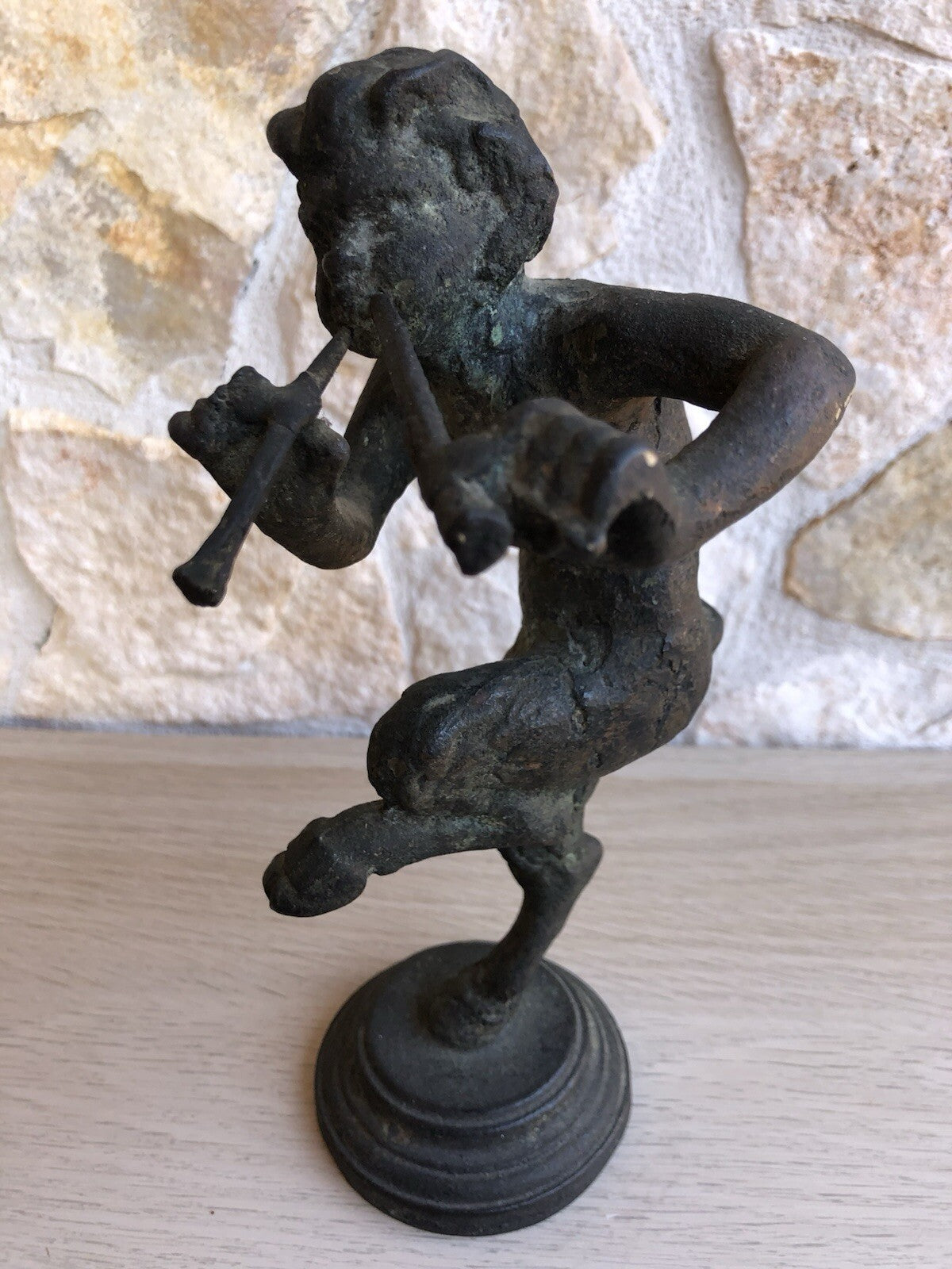 Scultura Vintage In Bronzo -Fauno Con Piffero