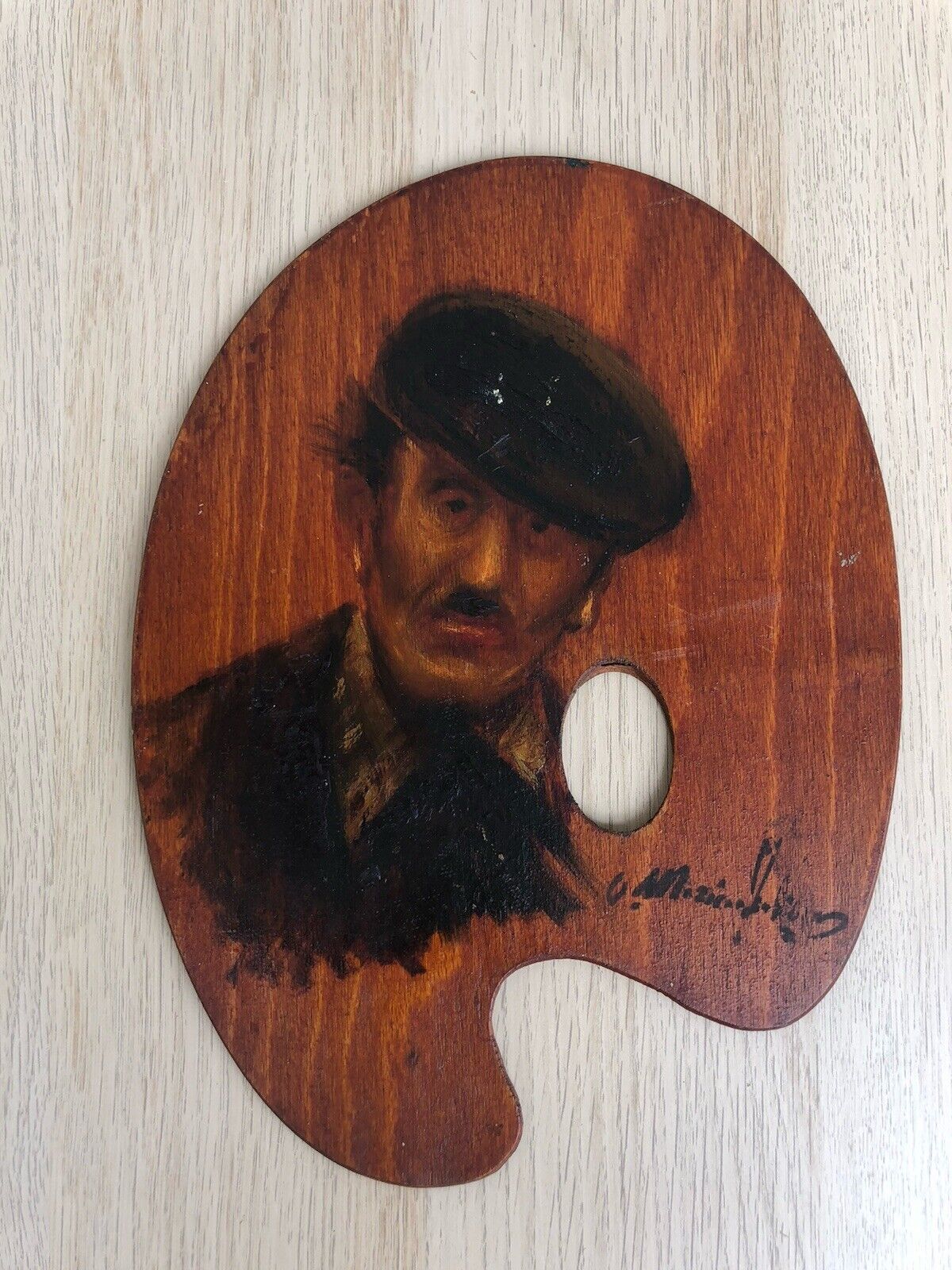 Quadro vintage -Signore Con Cappello- dipinto a olio su tavolozza