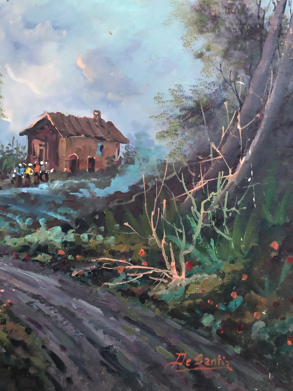 Quadro vintage -Paesaggio- dipinto a olio su masonite