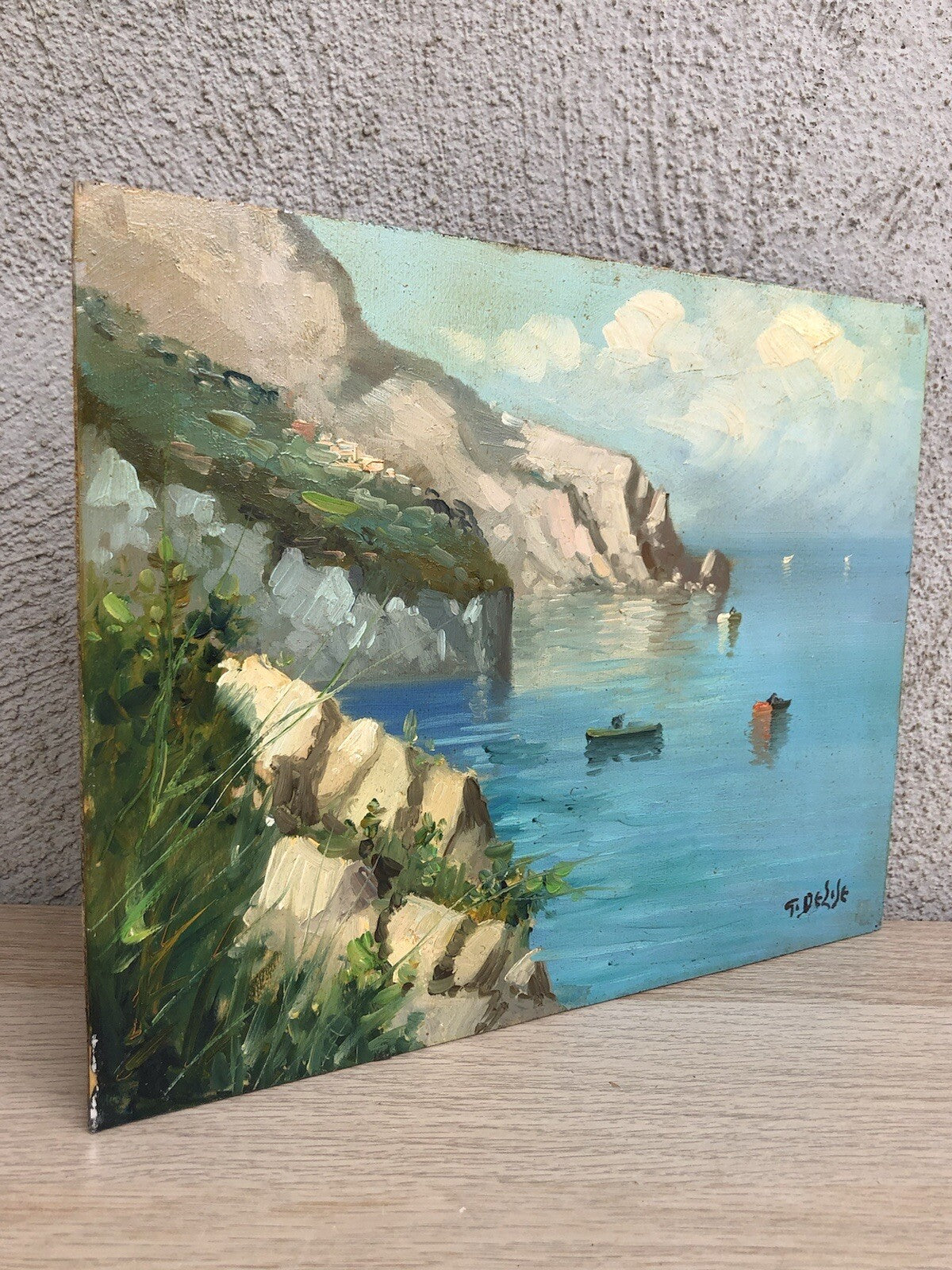 Quadro vintage -Costa Calabra- dipinto a olio su tavoletta