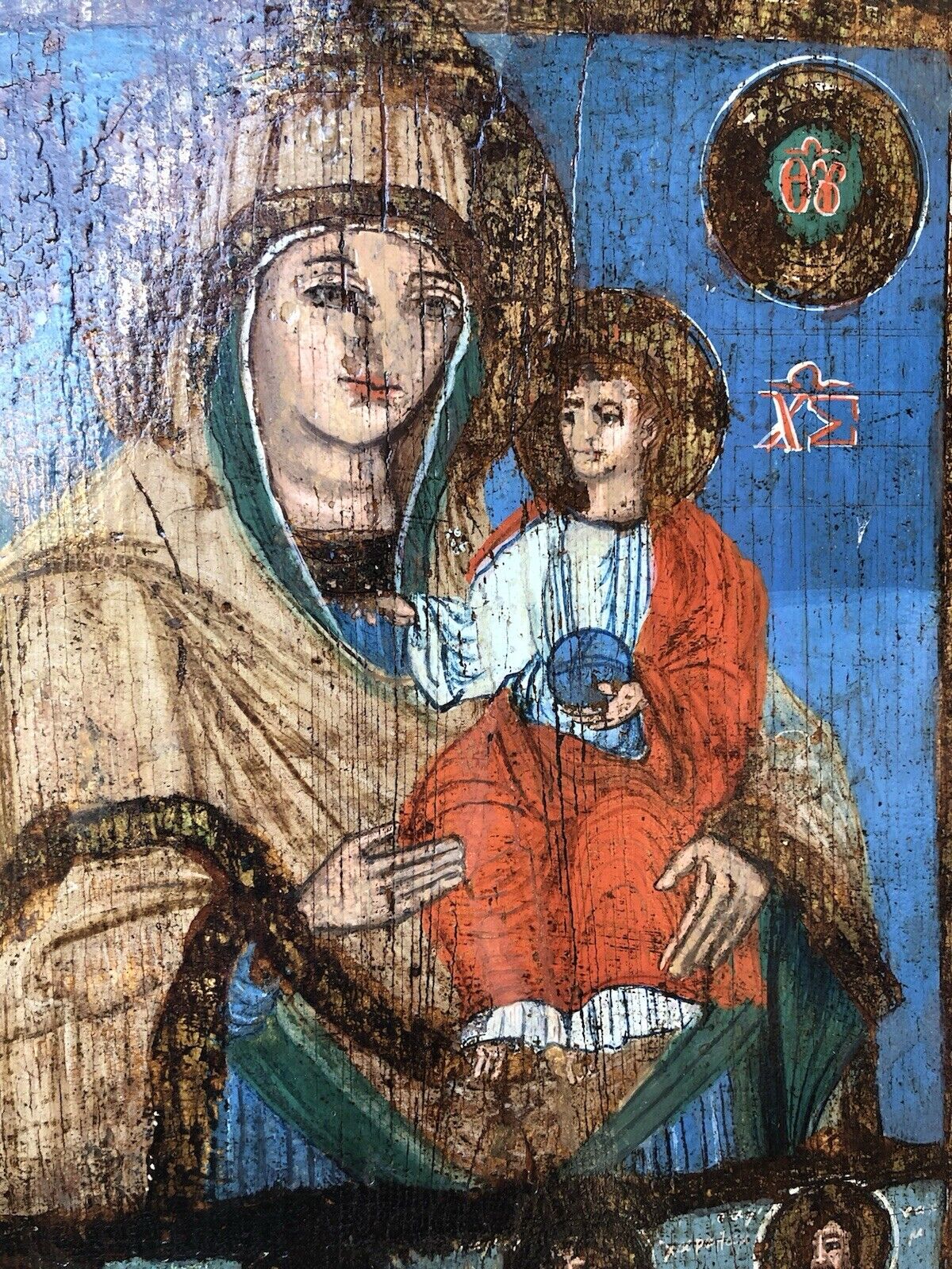 Icona Religiosa Antica Dipinta Su Legno