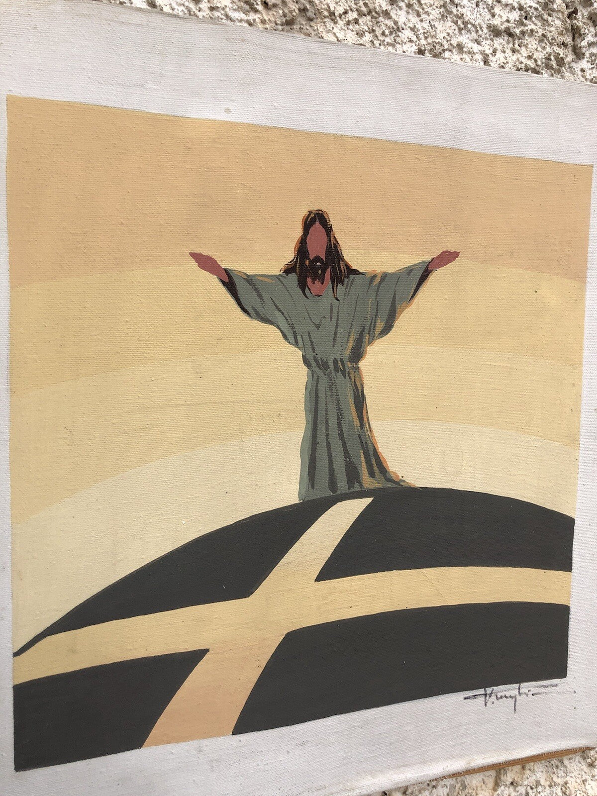 Quadro vintage -Immagine Sacra- dipinto ad acrilico su tela