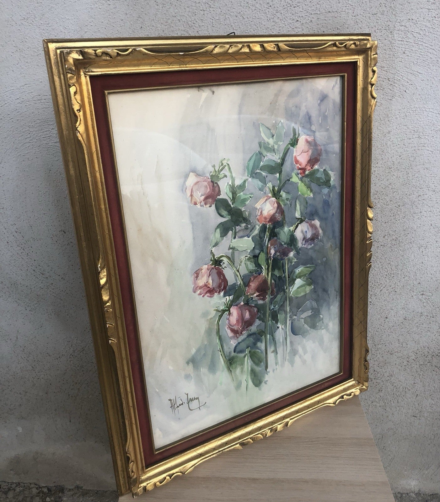 Quadro -Rose Appassite- Antonello Zecca dipinto ad acquerello