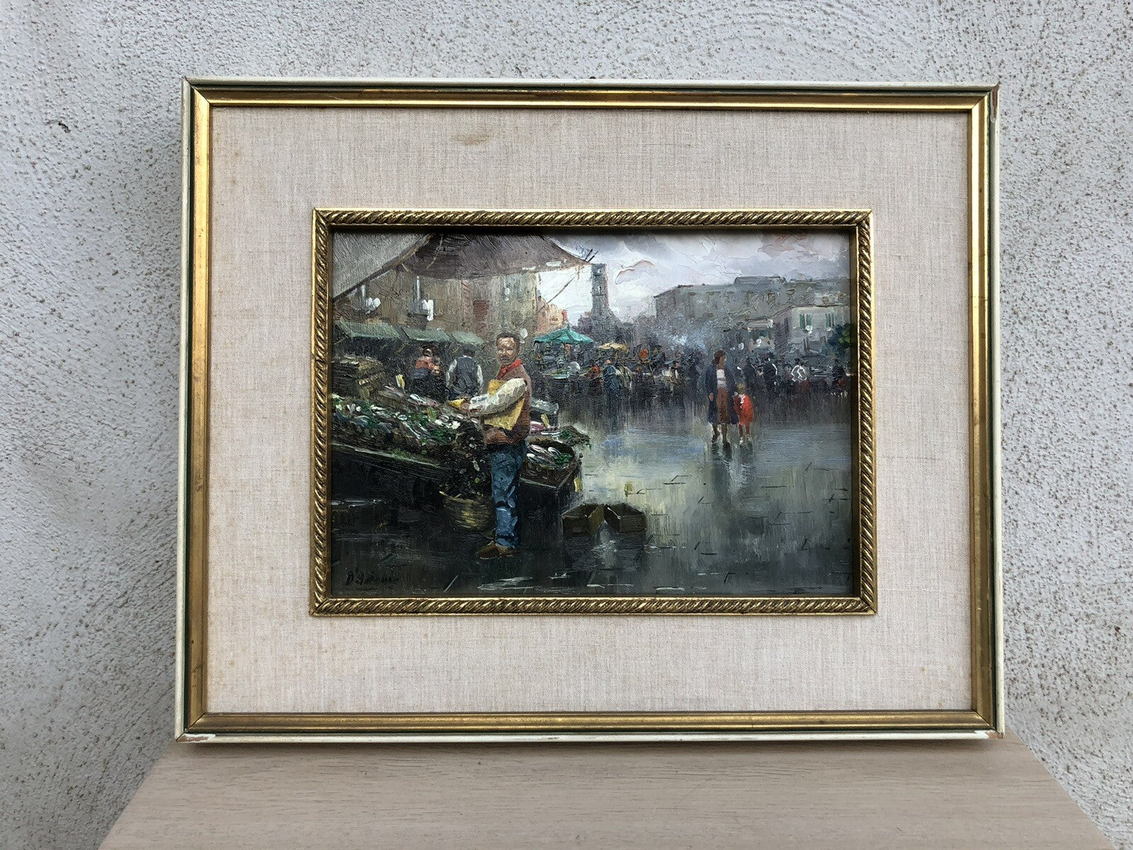 Quadro vintage -Mercato- dipinto a olio