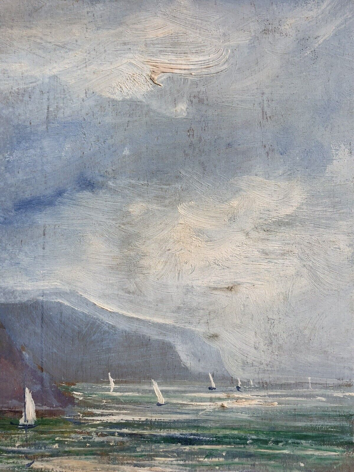 Quadro vintage -Marina, Vico Equense- dipinto a olio su tavoletta