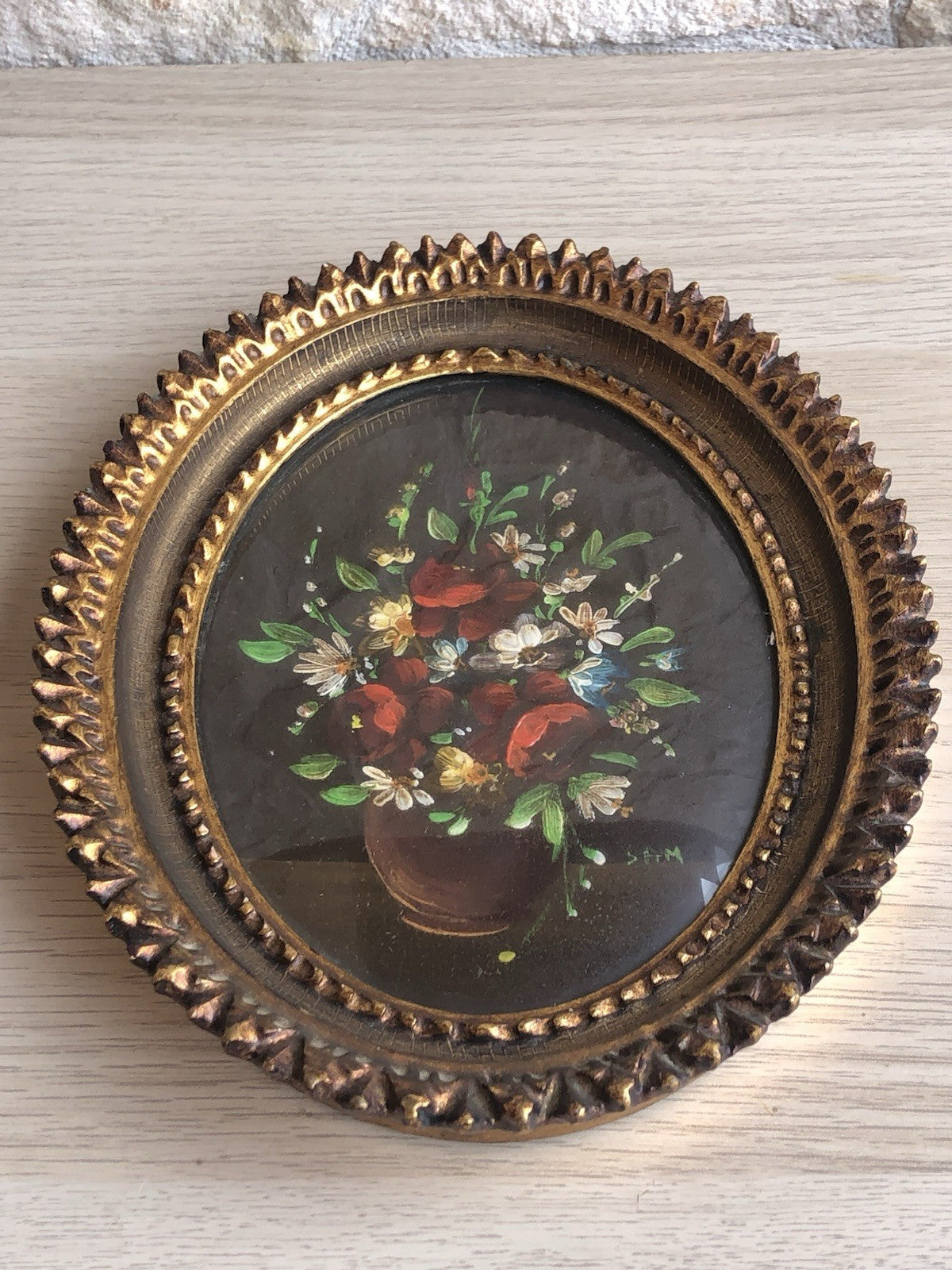 Quadro Vintage Dipinto Con Fiori