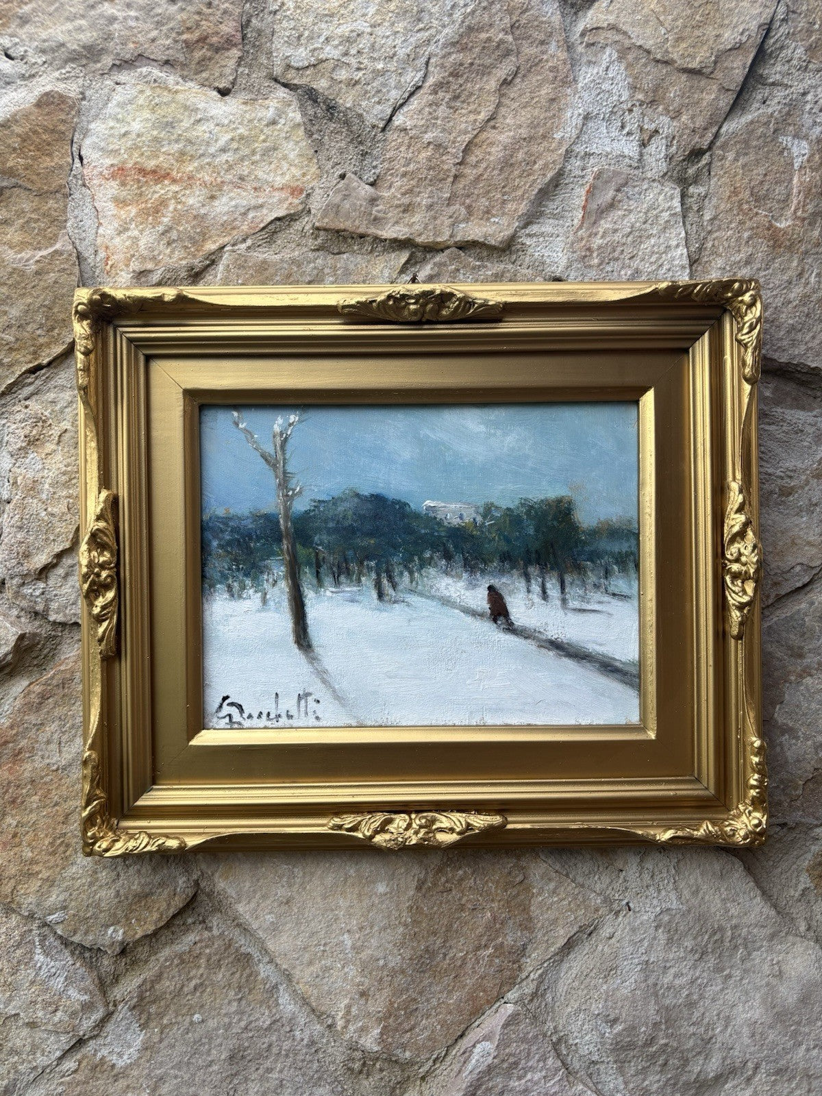 Quadro -Paesaggio Innevato- Gaetano Bocchetti dipinto a olio