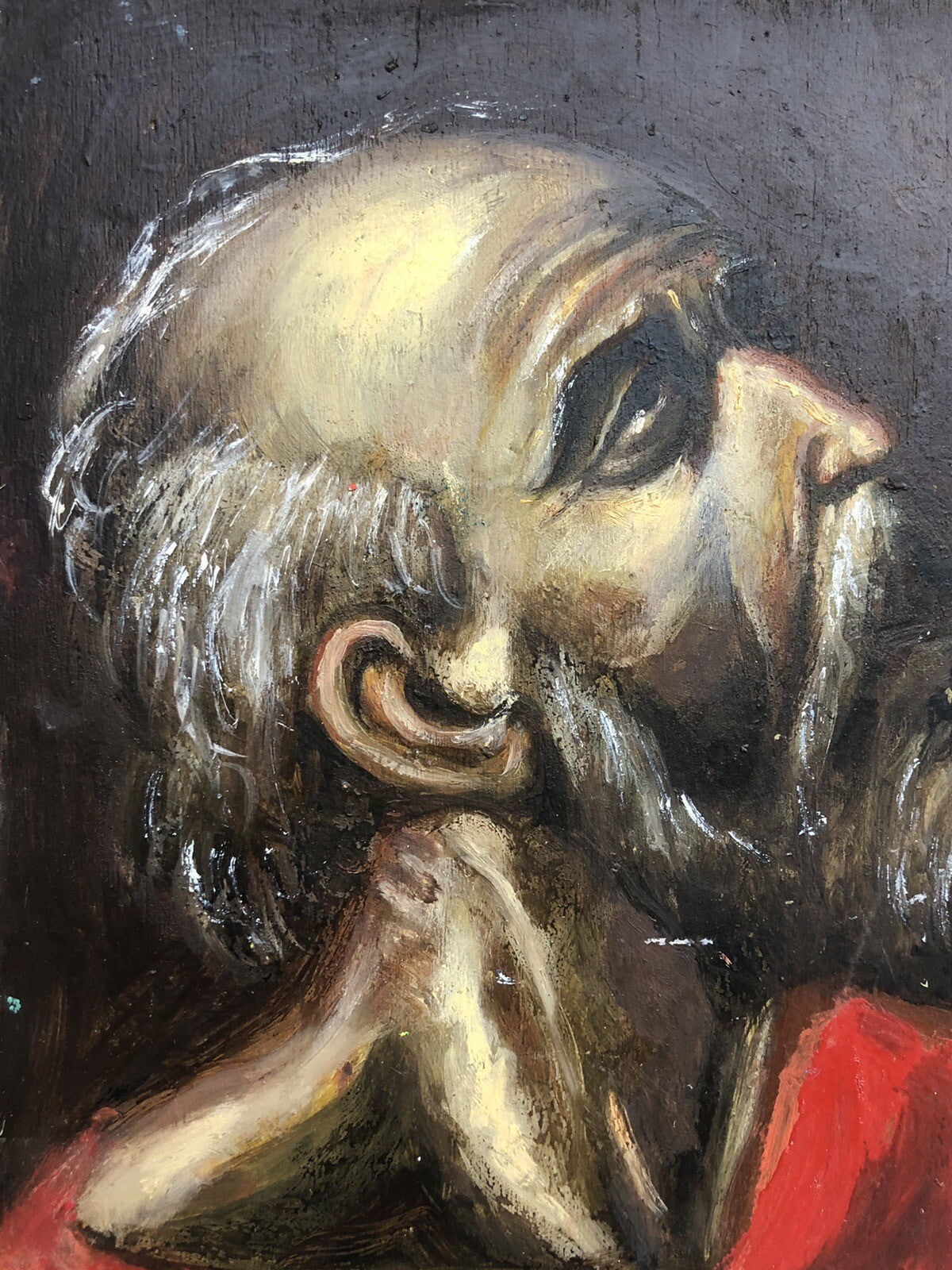 Quadro Vintage- Figura Santo- Dipinto A Olio Su Tavola