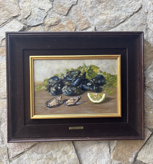 Quadro -Cozze- Gennaro Bottiglieri- dipinto a olio