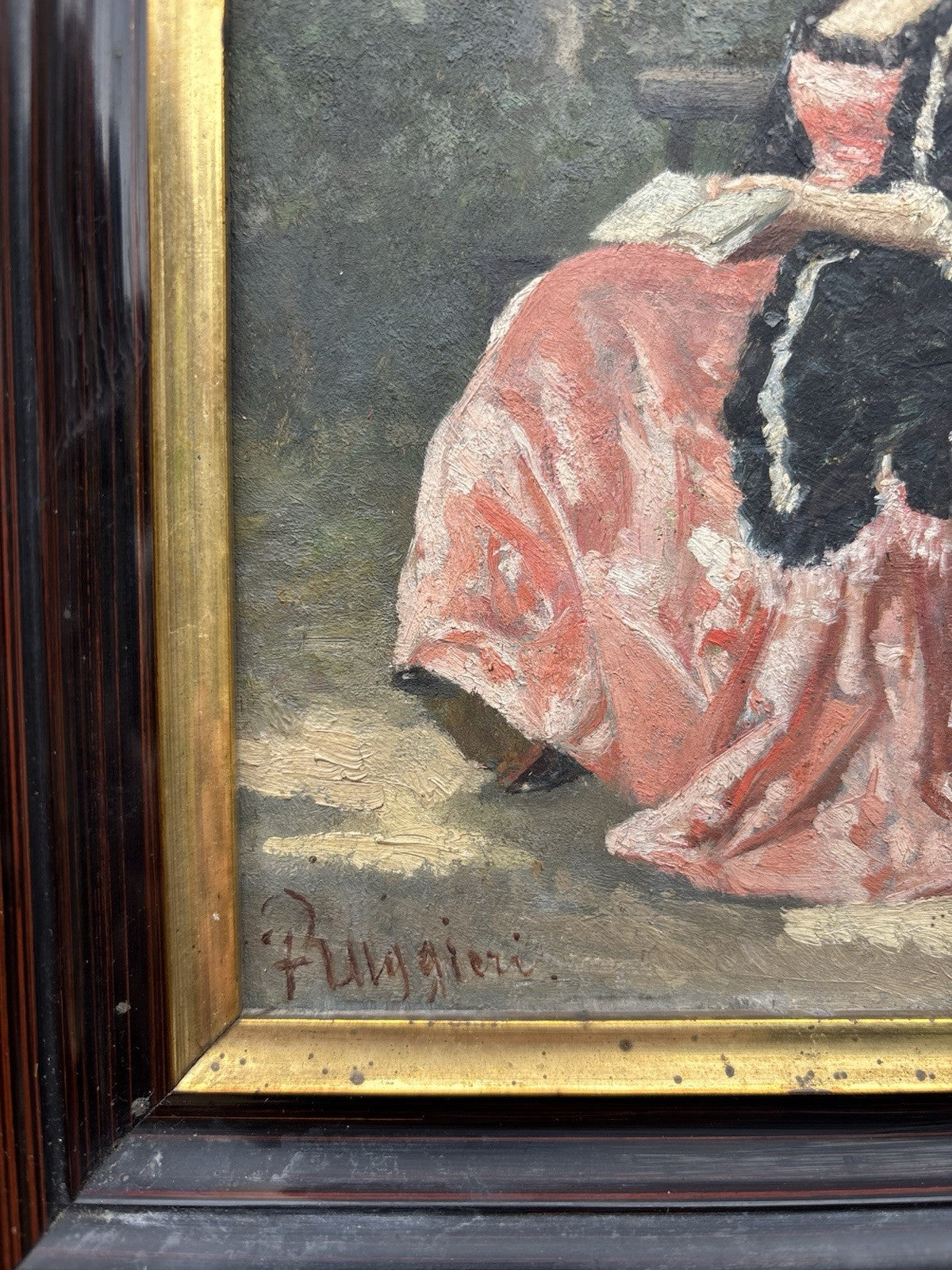 Quadro antico -Figure Di Nobili- Ferdinando Ruggieri- dipinto a olio su tavola