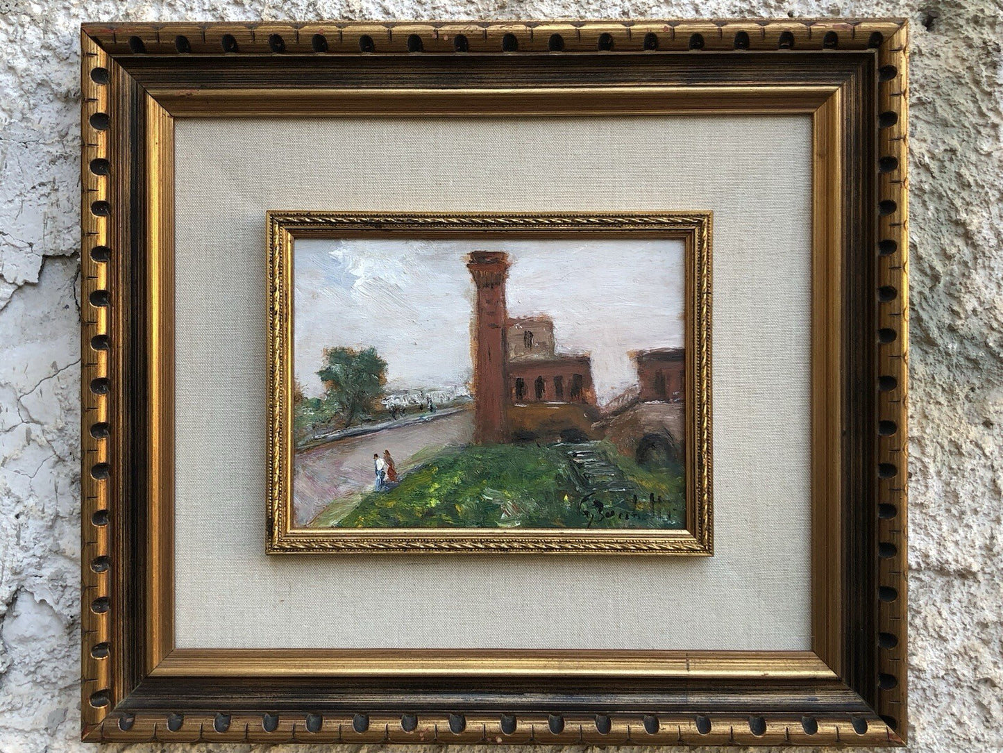 Quadro vintage -Parco Della Cittadella, Pisa- dipinto a olio su tavoletta