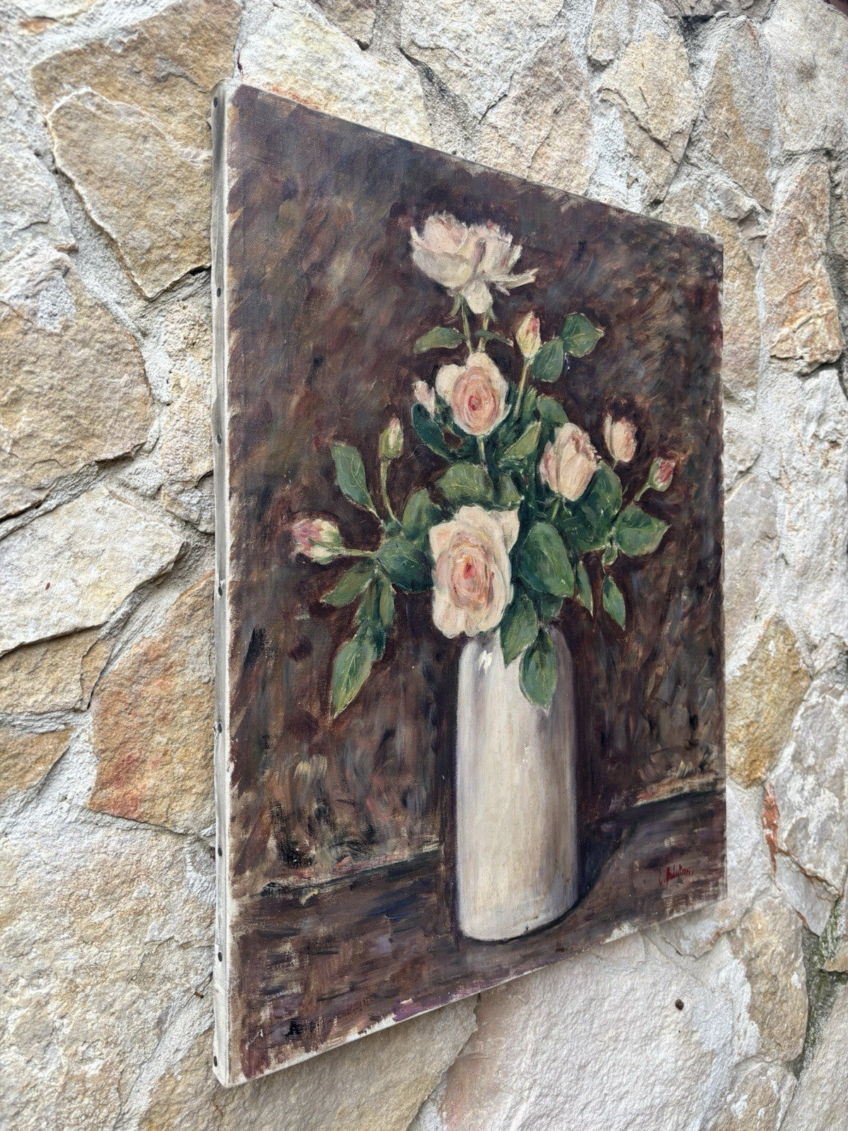 Quadro -Vaso Con Fiori- dipinto a olio su tela