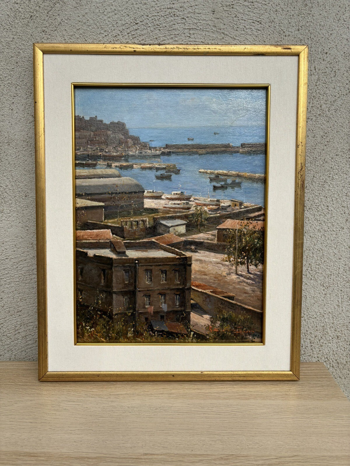 Quadro vintage -Marina Di Pozzuoli- dipinto a olio