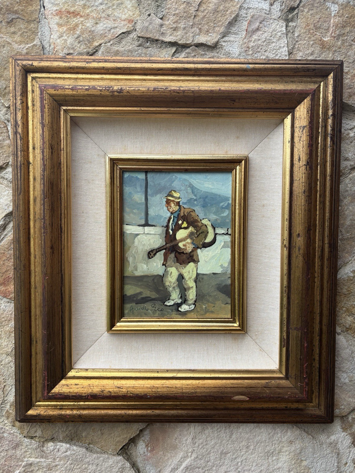 Quadro -Posteggiatore Napoletano- Aniello Eco dipinto a olio
